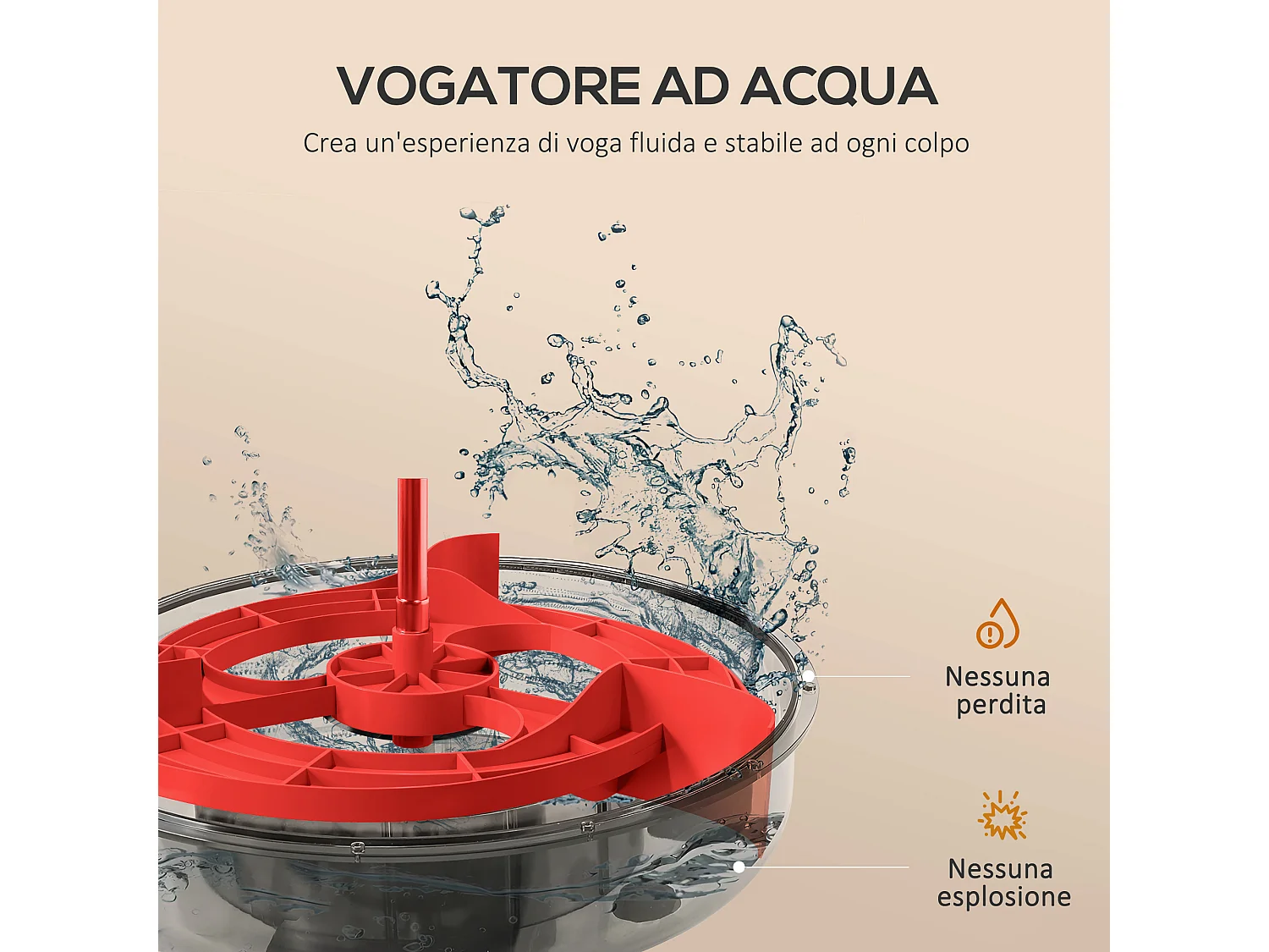 Vogatore ad acqua pieghevole a 6 livelli di resistenza in acciaio e pc