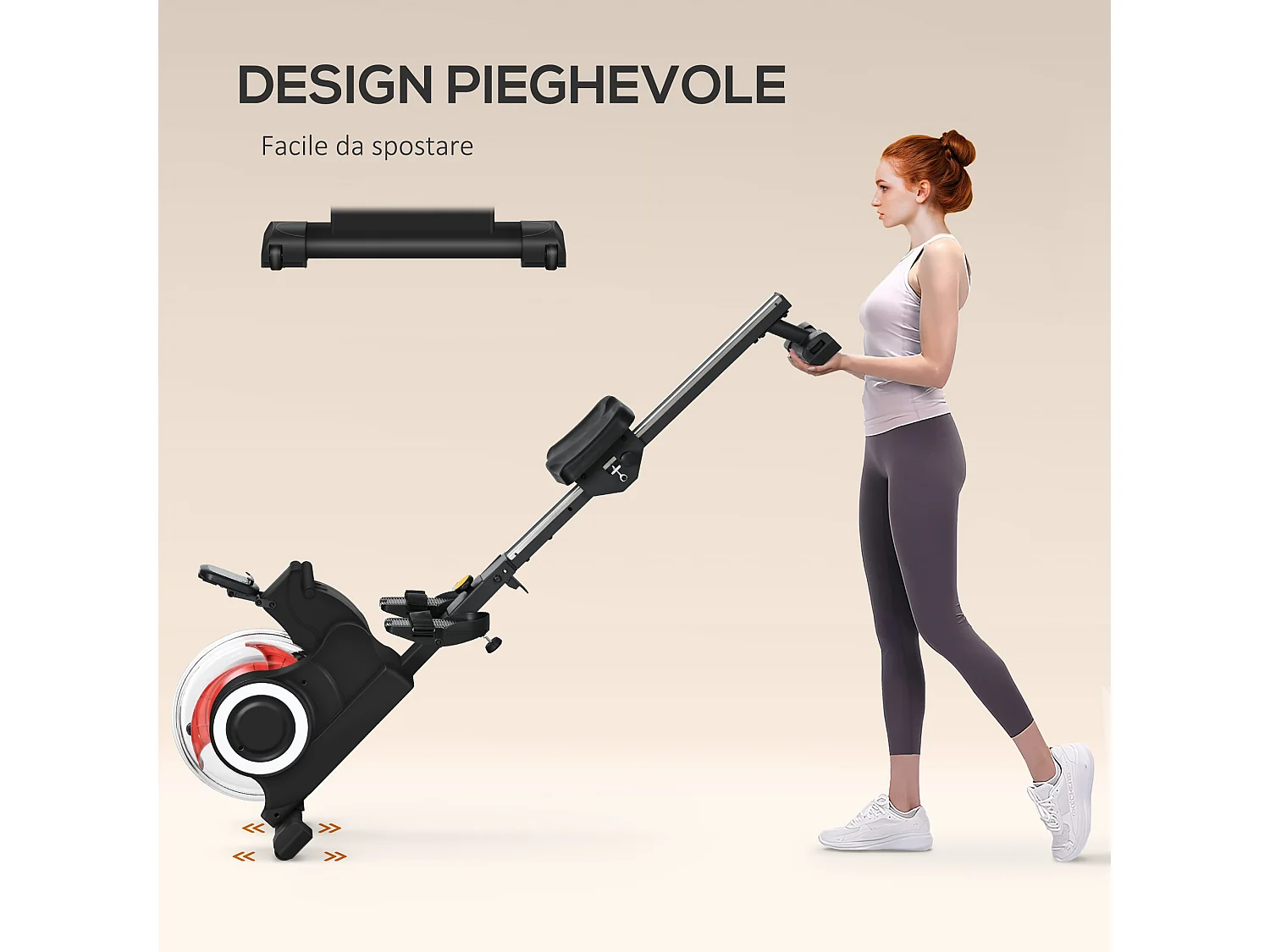 Vogatore ad acqua pieghevole a 6 livelli di resistenza in acciaio e pc