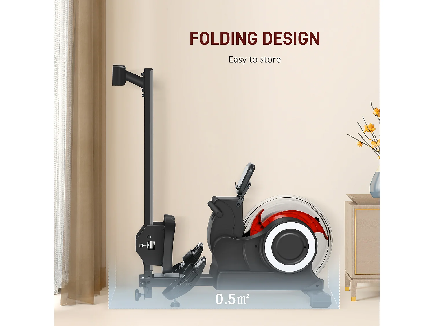 Vogatore ad acqua pieghevole a 6 livelli di resistenza in acciaio e pc