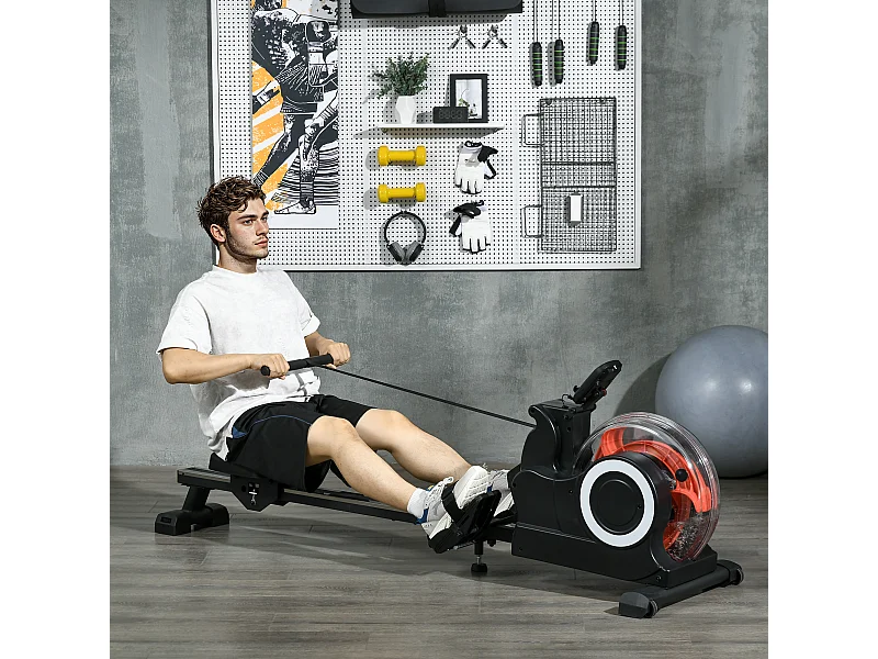 Vogatore ad acqua pieghevole a 6 livelli di resistenza in acciaio e pc