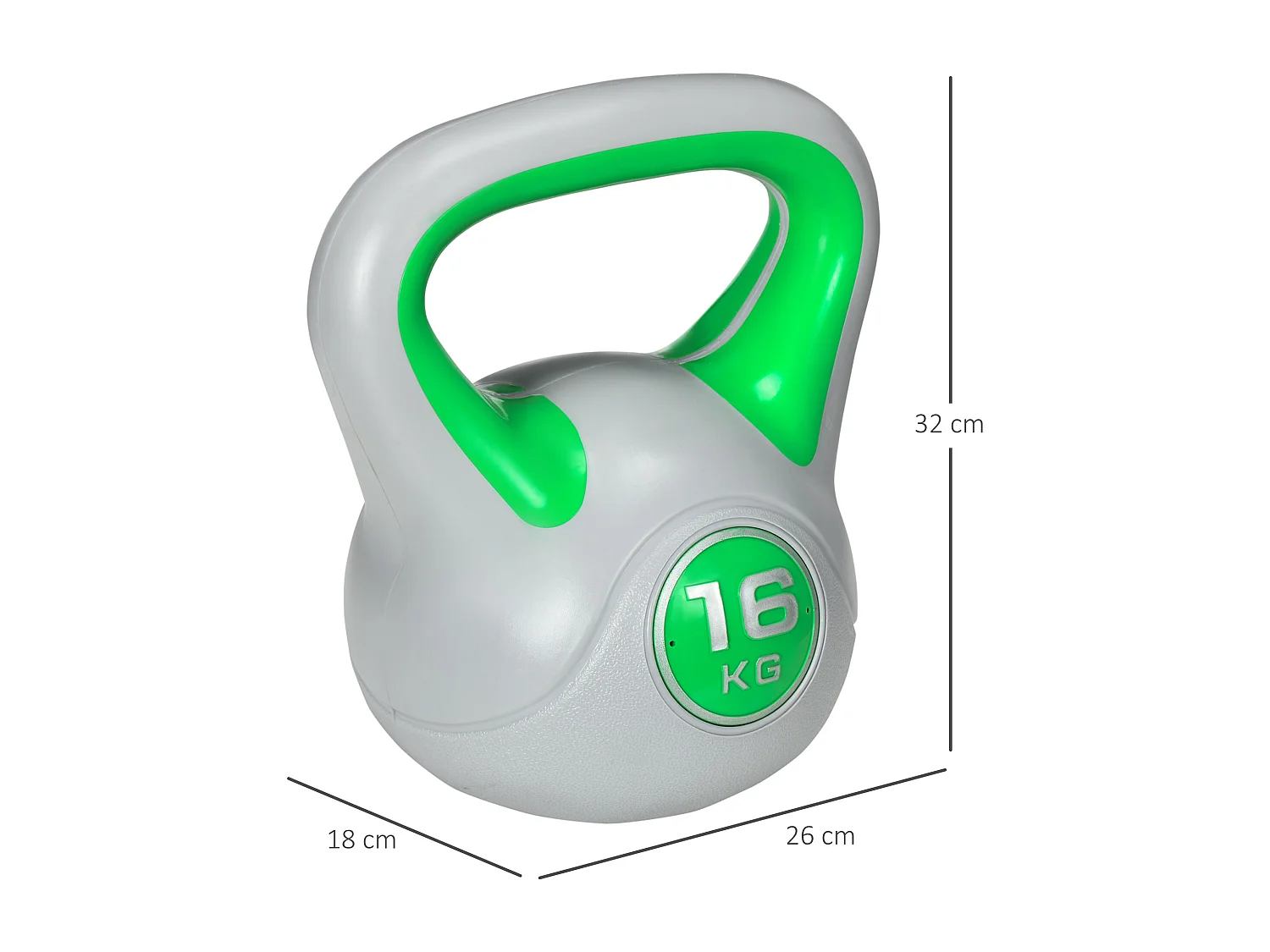 Kettlebell 16kg con base piatta e impugnatura verde