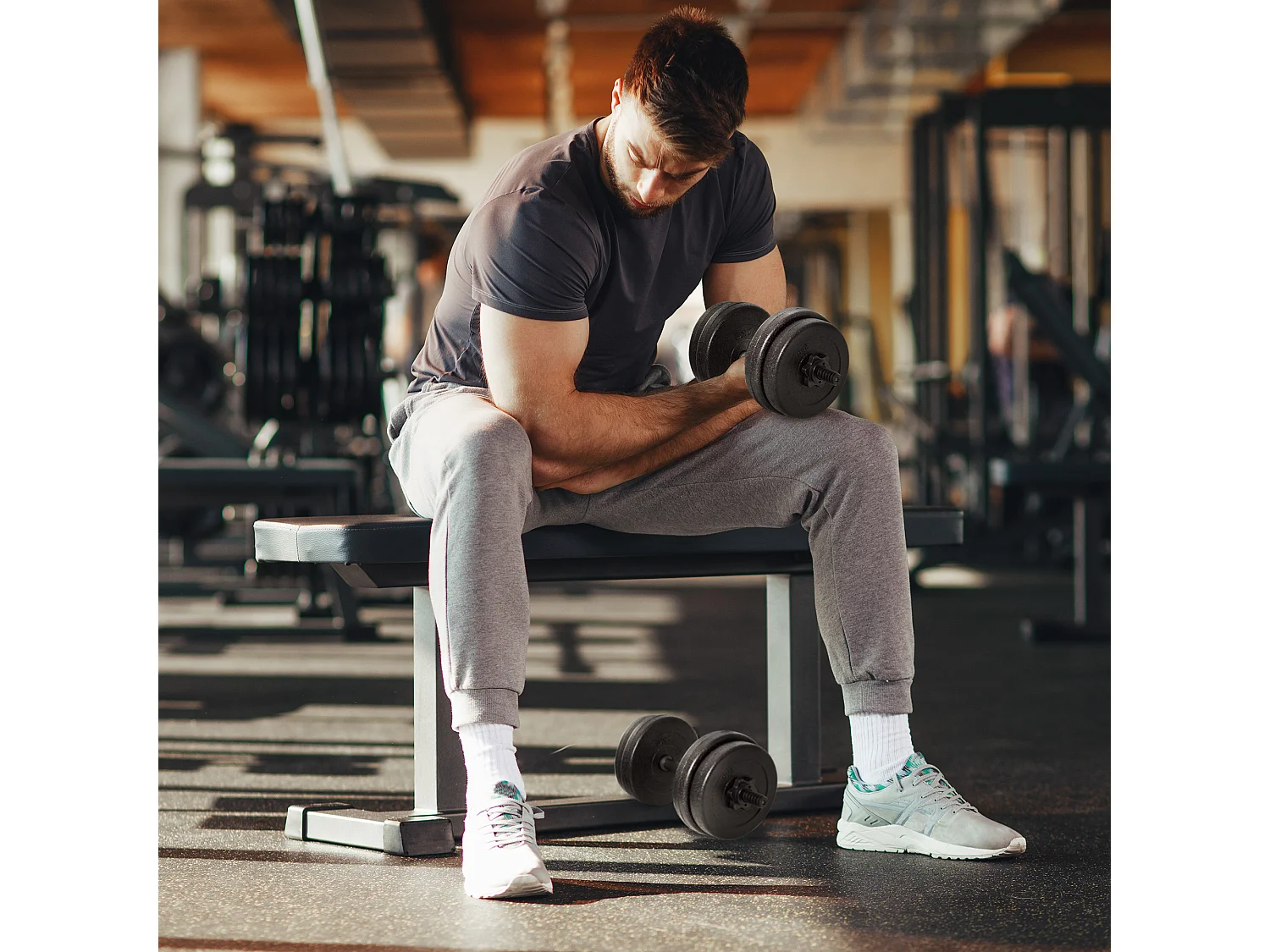 Set di manubri da 20kg totale per allenamento a casa in acciaio e pe