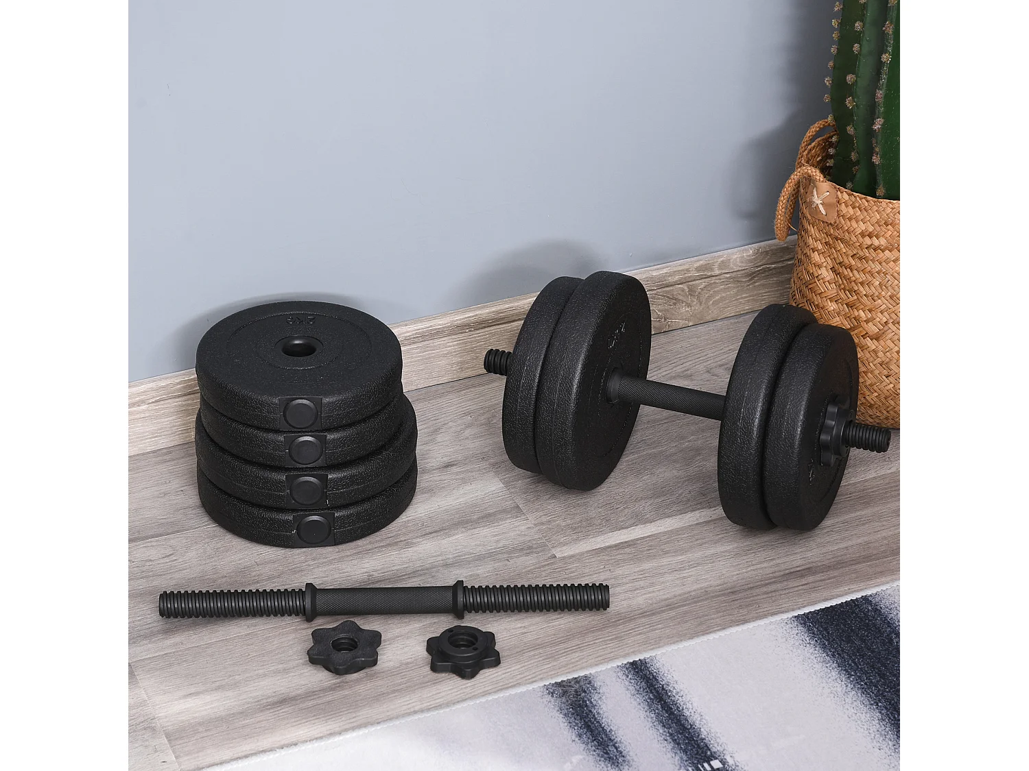 Set di manubri da 20kg totale per allenamento a casa in acciaio e pe