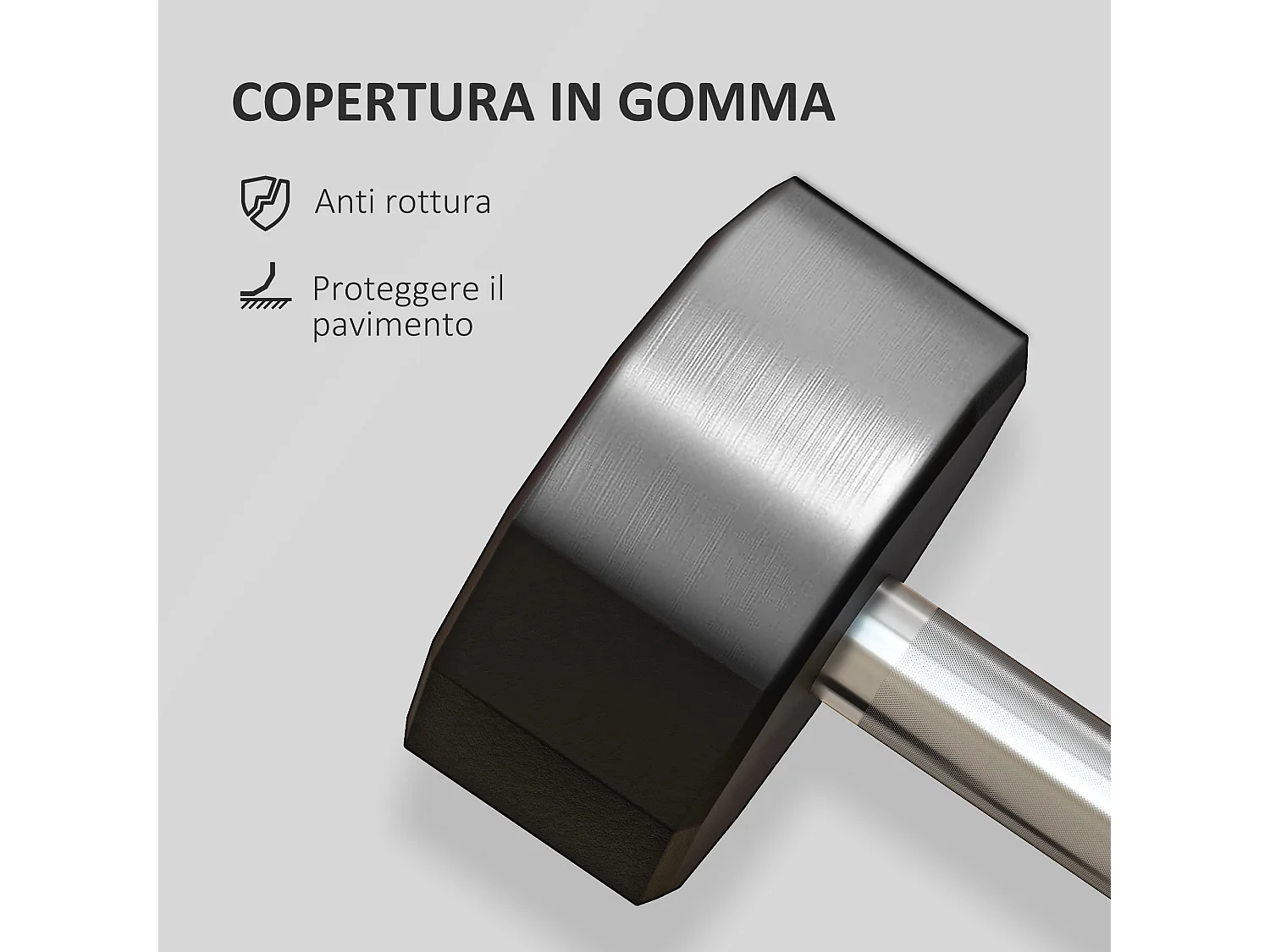 Set 2 manubri a 12 lati da 15kg in metallo e gomma 26x15.5x15.5 cm nero