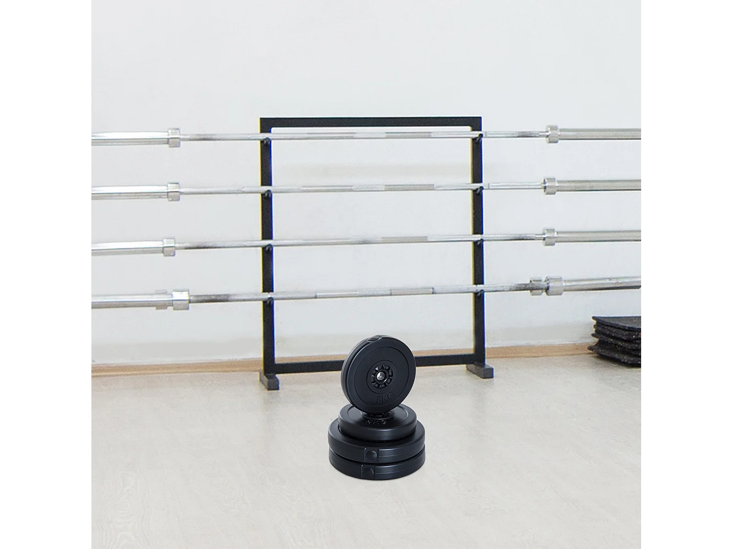 Set 4 dischi pesi per bilanciere peso totale 30kg, 2x5kg e 2x10kg, nero