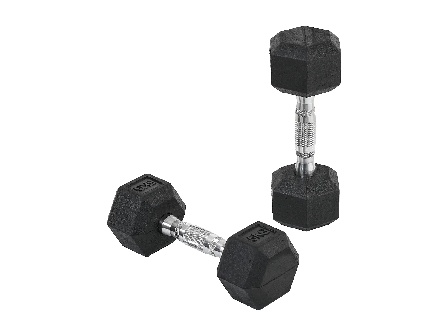 Set 2 manubri esagonali da 5 kg in gomma con impugnatura antiscivolo nero