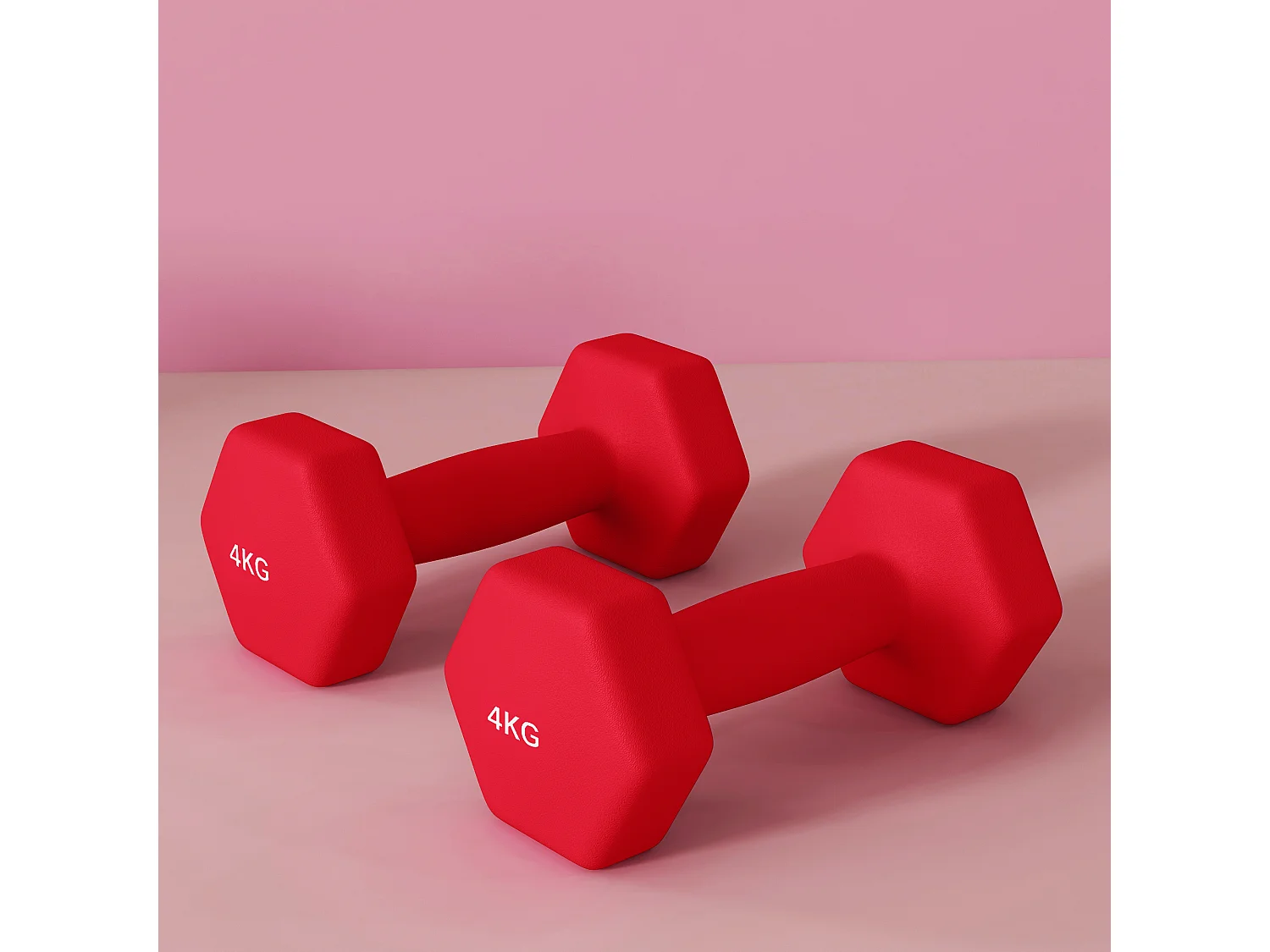 Set 2 manubri esagonali da 2x4 kg in metallo e plastica 19x9x9 cm rosso