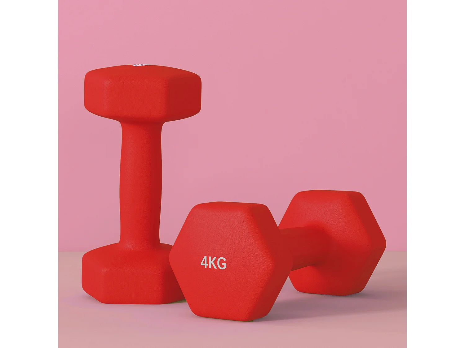 Set 2 manubri esagonali da 2x4 kg in metallo e plastica 19x9x9 cm rosso