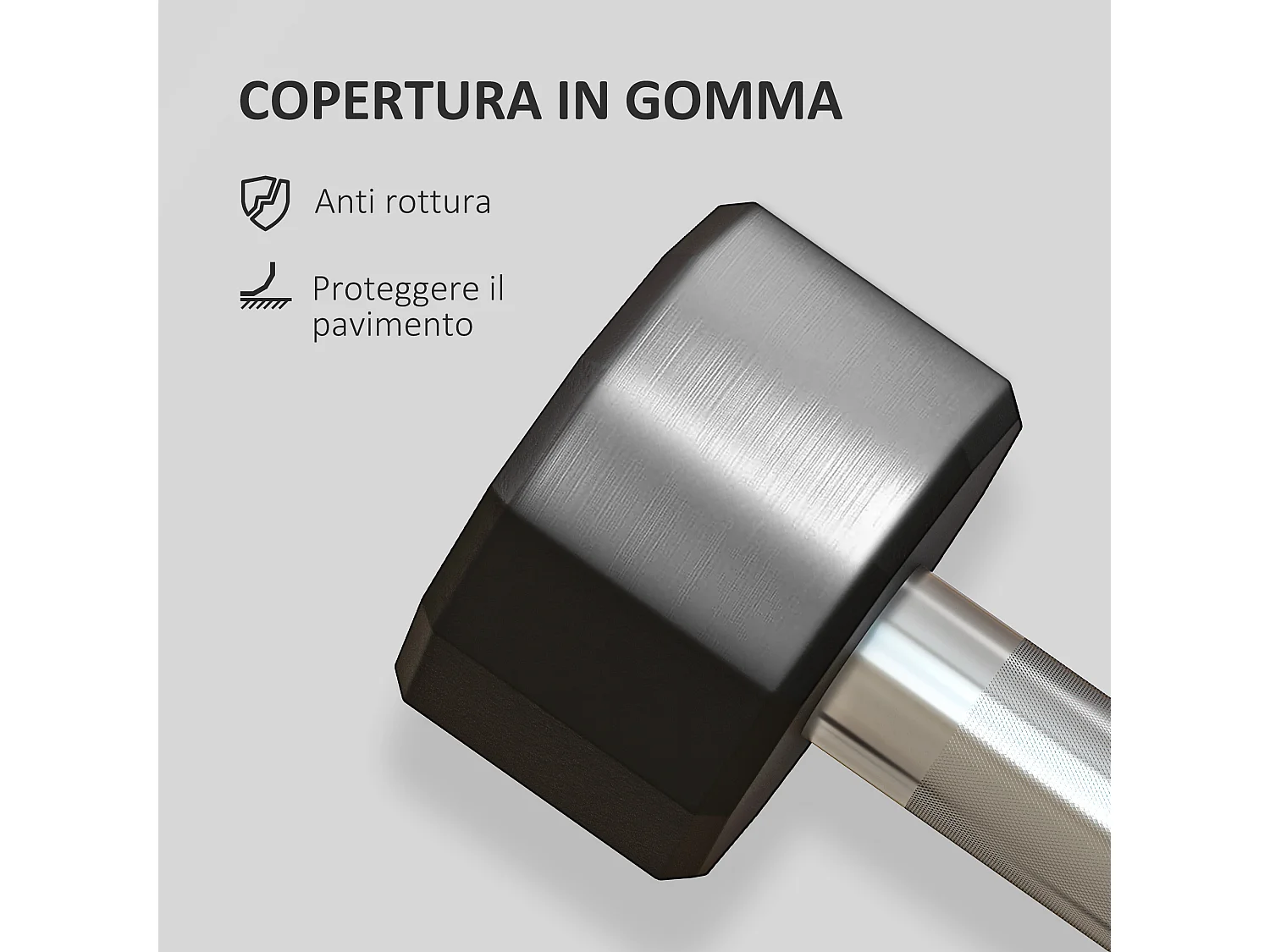 Set 2 manubri a 12 lati da 2 kg in metallo e gomma 22x7.5x7.5 cm nero