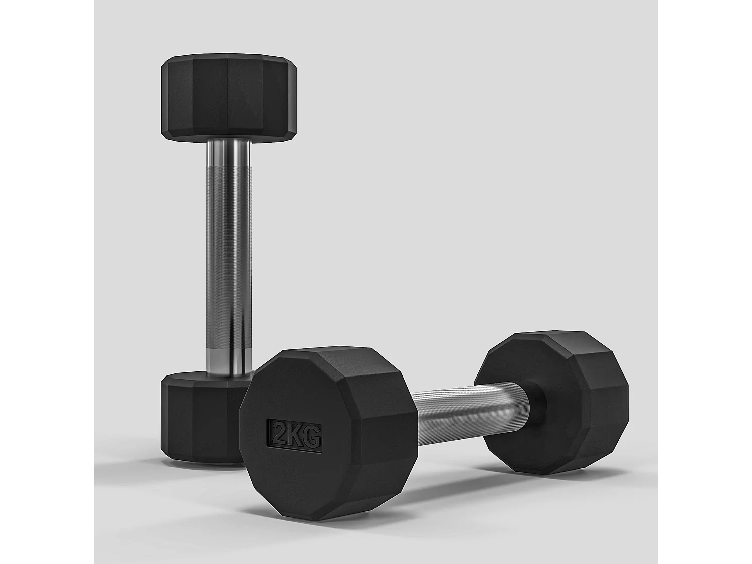 Set 2 manubri a 12 lati da 2 kg in metallo e gomma 22x7.5x7.5 cm nero