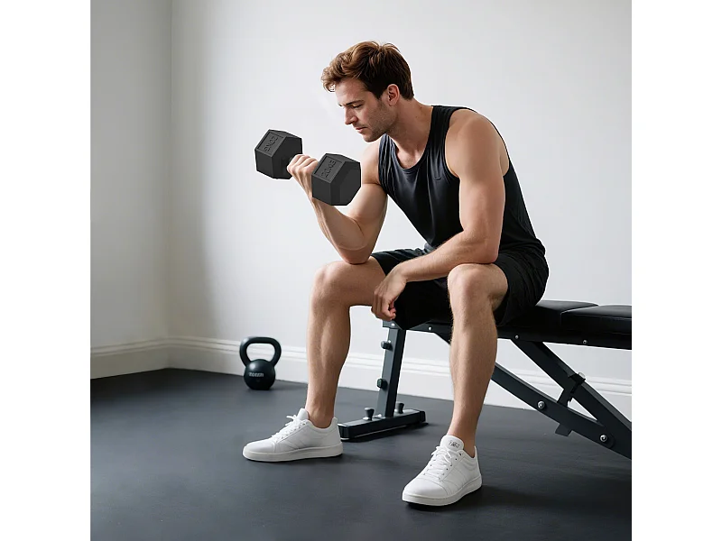 Manubrio esagonale da 20kg in acciaio e gomma nero