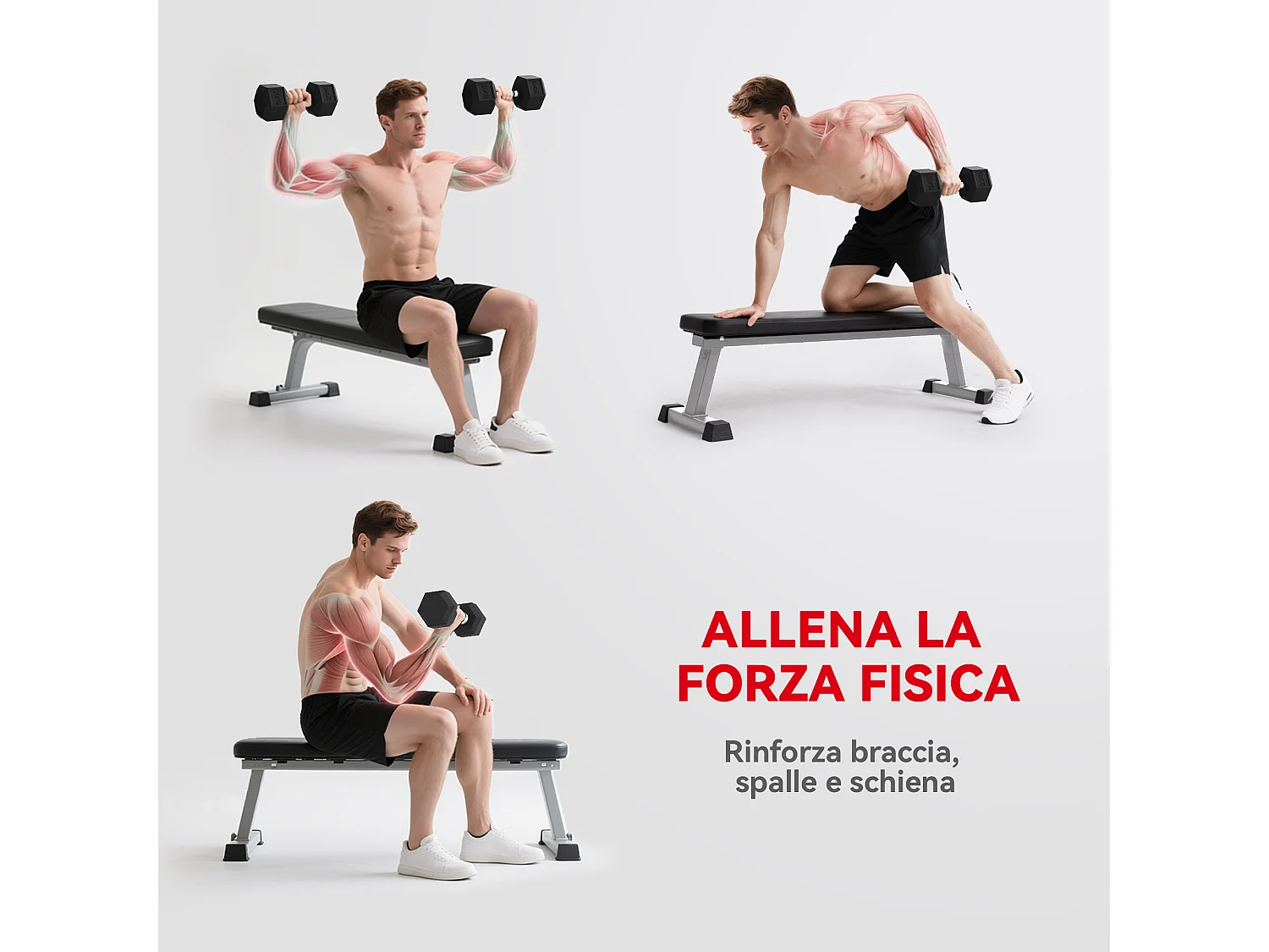 Manubrio esagonale da 20kg in acciaio e gomma nero