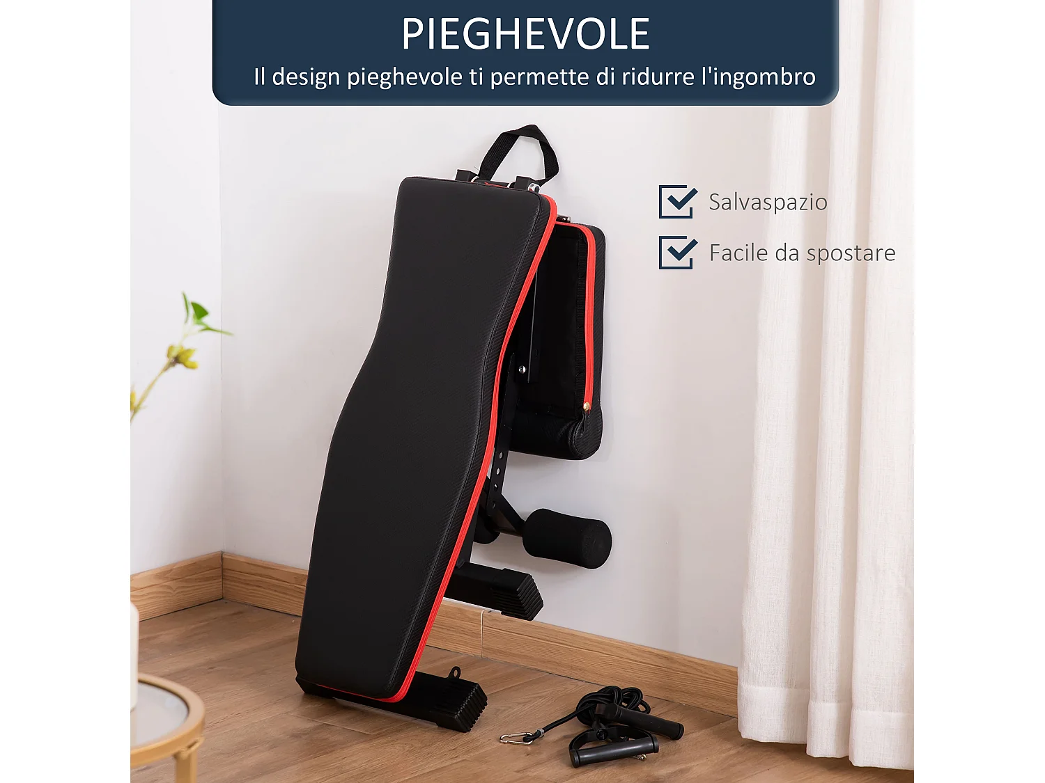 Panca per addominali e pesi 2 in 1 con inclinazione regolabile