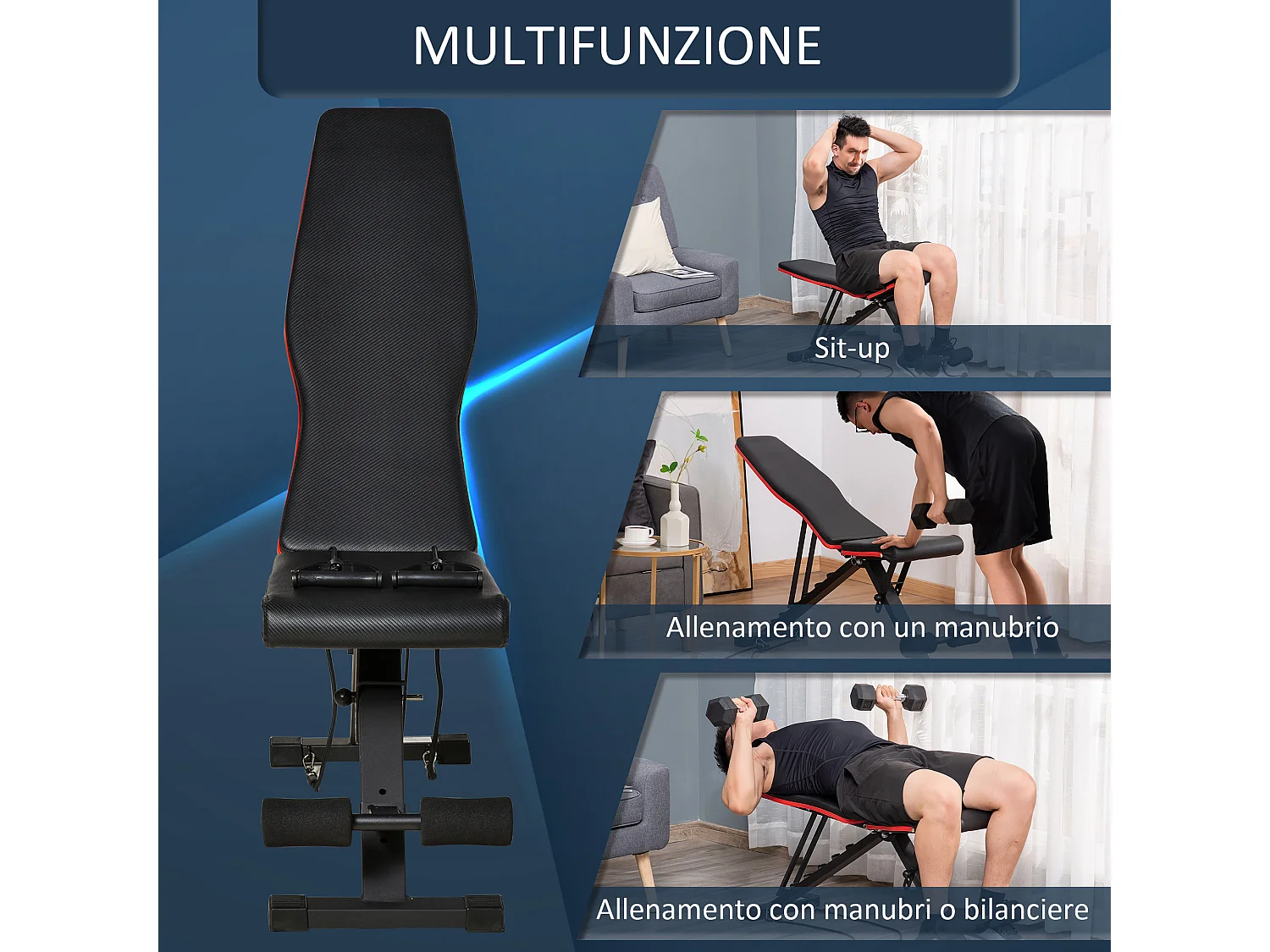 Panca per addominali e pesi 2 in 1 con inclinazione regolabile