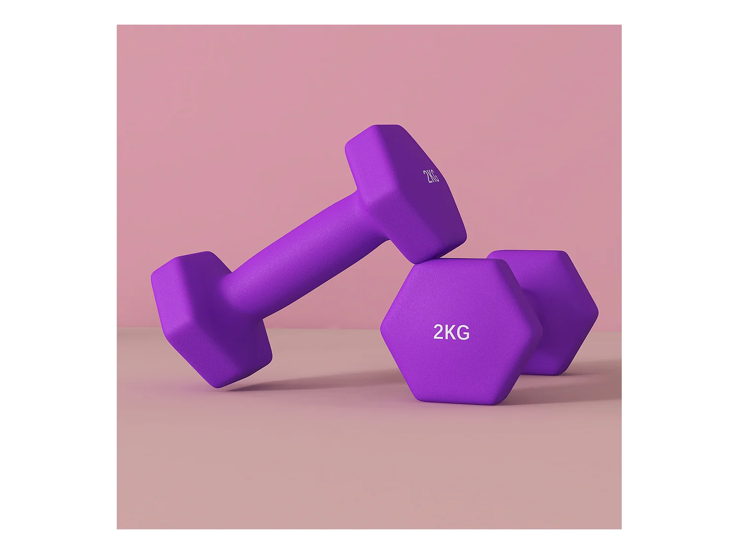 Set 2 manubri da 2x2 kg in metallo e plastica 16x7.5x7.5 cm viola