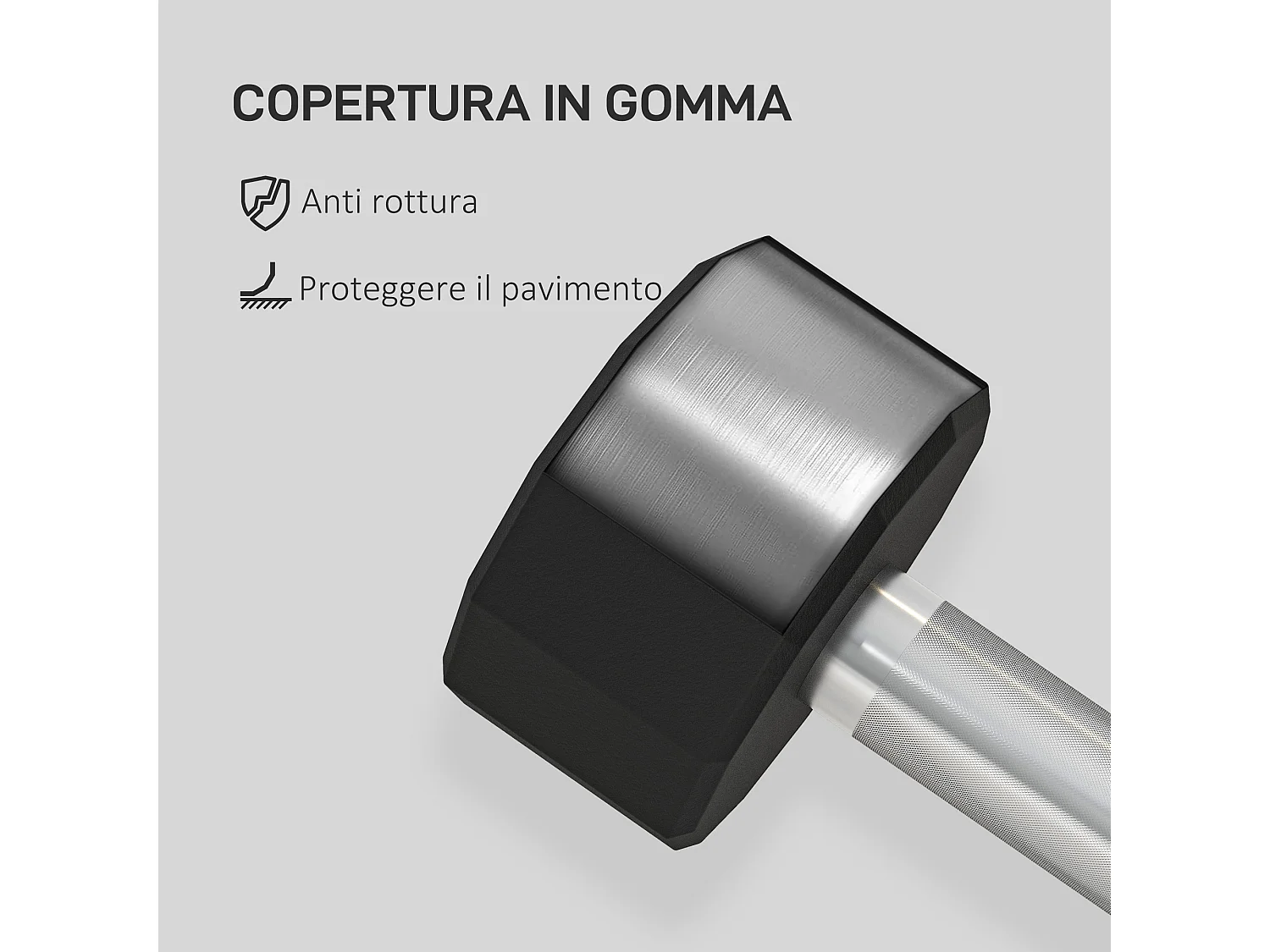 Set 2 manubri a 12 lati da 10 kg in metallo e gomma 26x13x13 cm nero