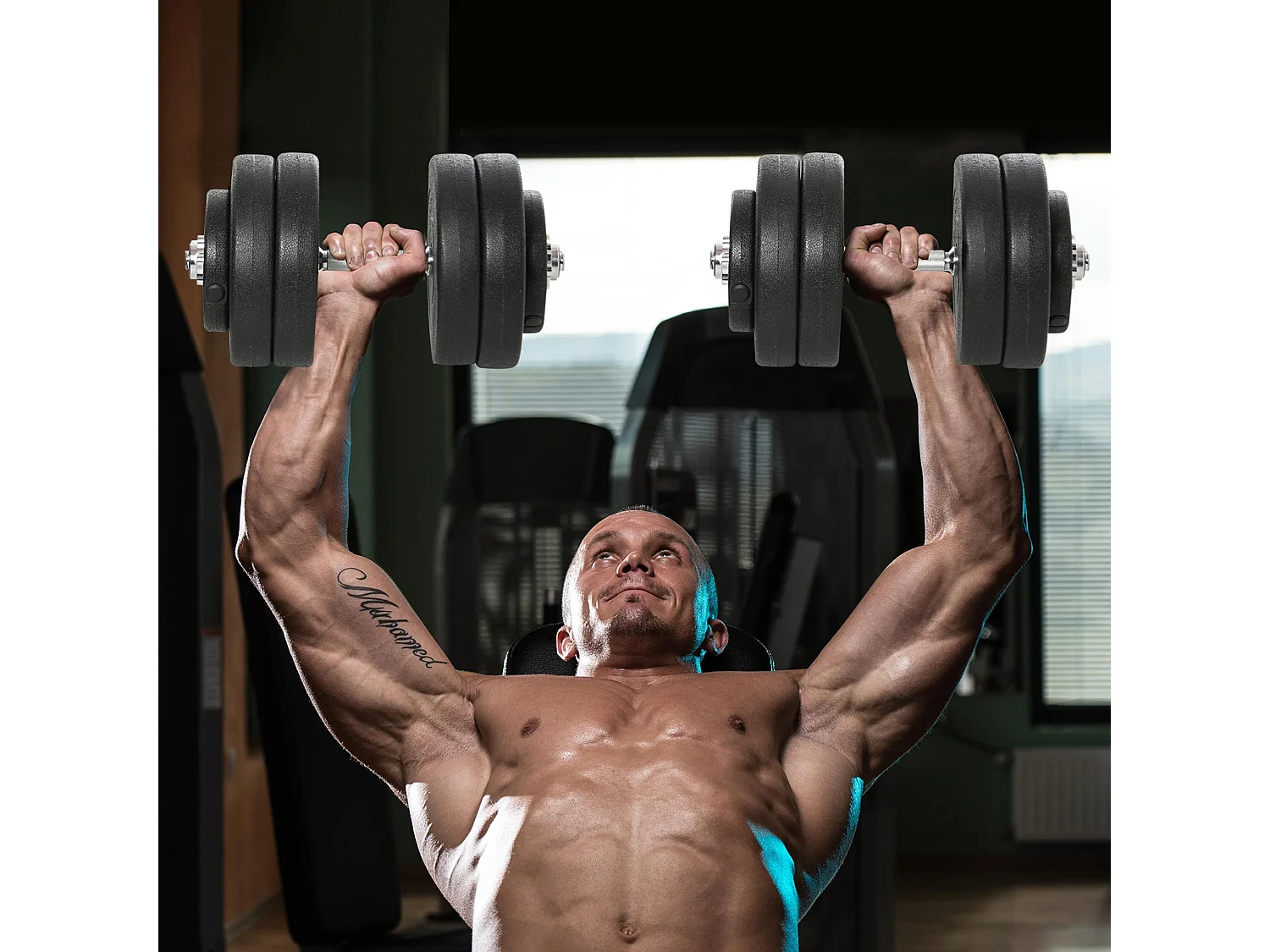 Set manubri palestra regolabile da 50kg con 12 dischi gommati