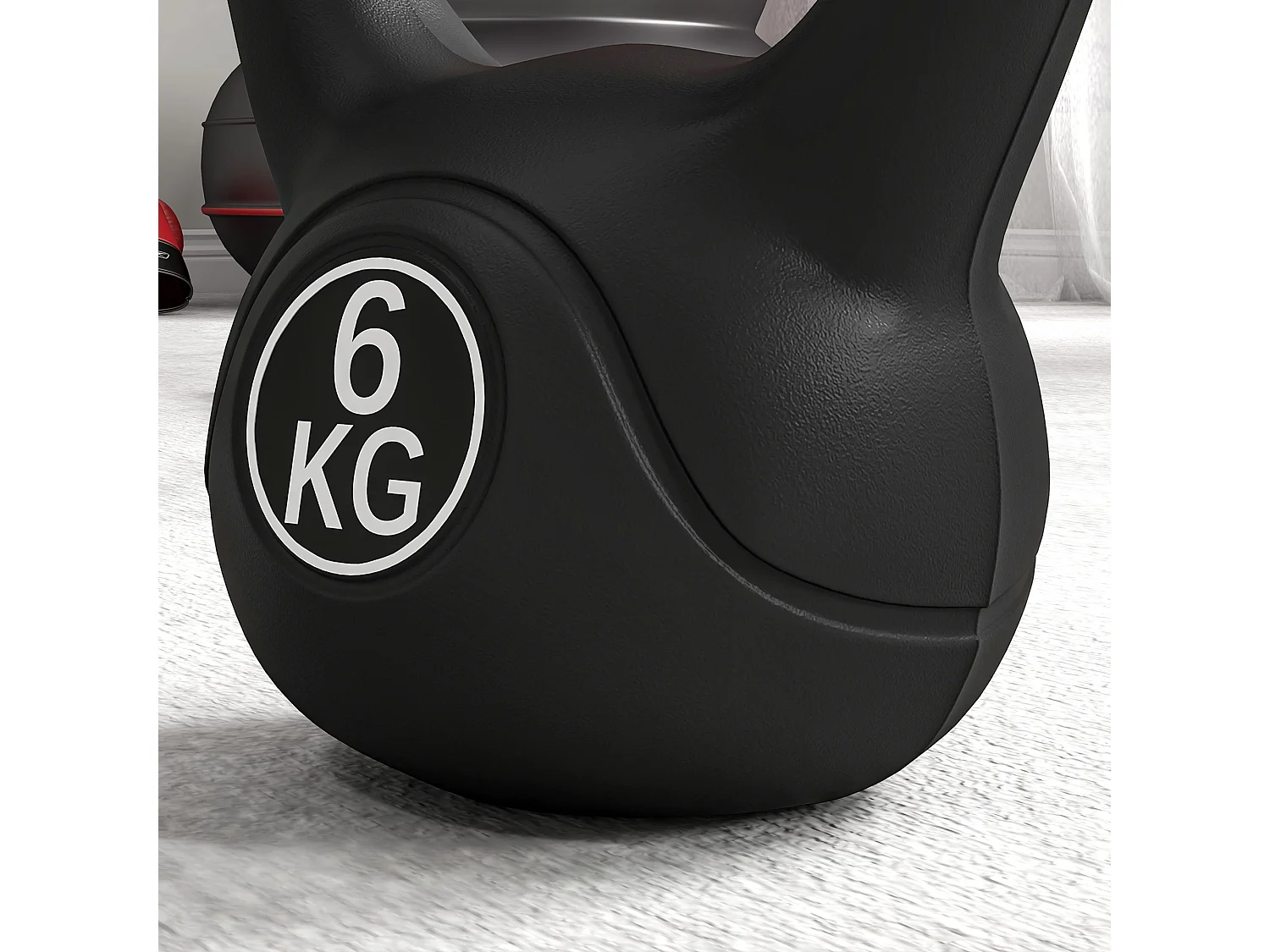 Kettlebell 6kg con base piatta in plastica e sabbia nero