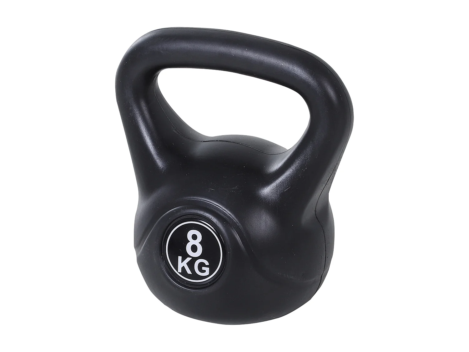 Kettlebell per sport e fitness in plastica con sabbia e maniglia nero