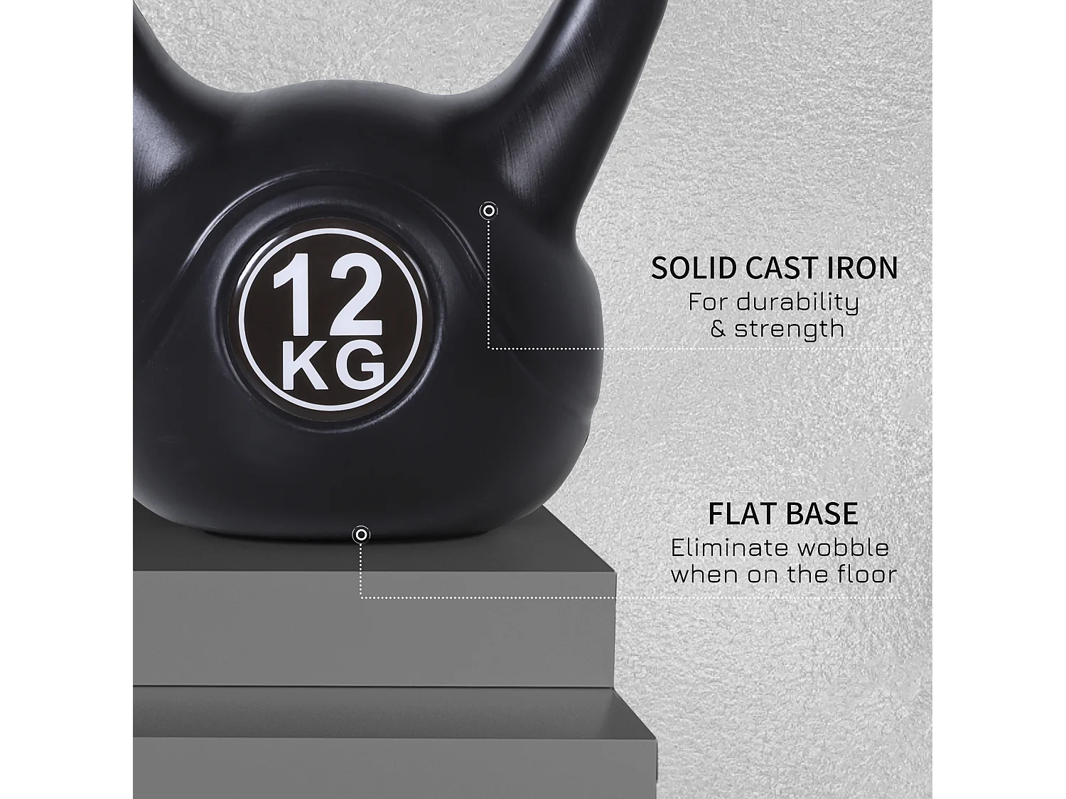Kettlebell per sport e fitness in plastica con sabbia e maniglia nero