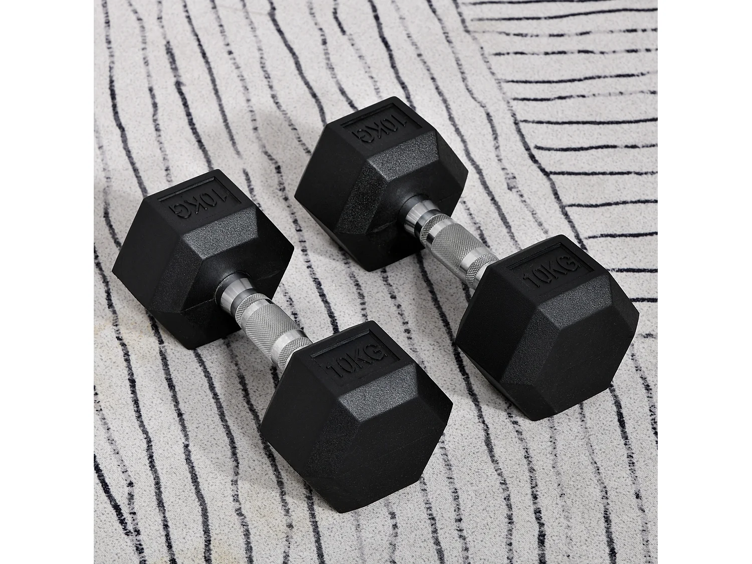 Set 2 manubri da 10 kg esagonali in metallo e gomma nero