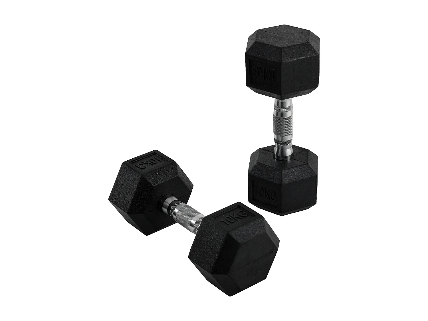 Set 2 manubri da 10 kg esagonali in metallo e gomma nero