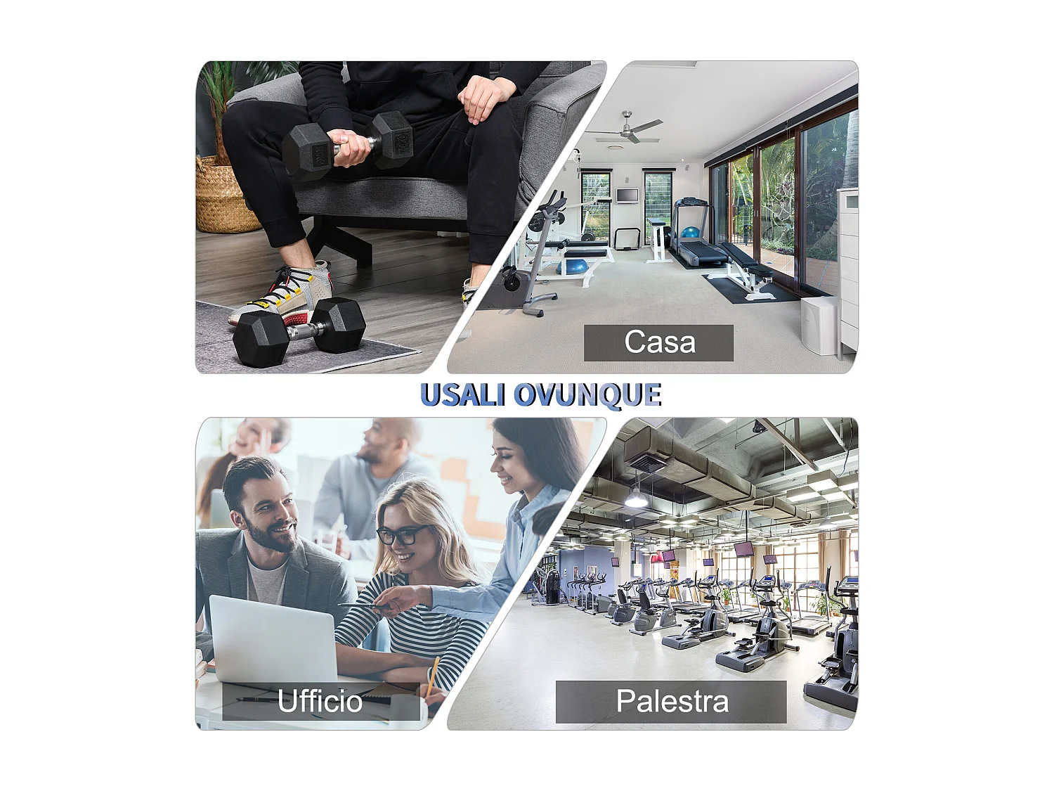 Set 2 manubri da 10 kg esagonali in metallo e gomma nero