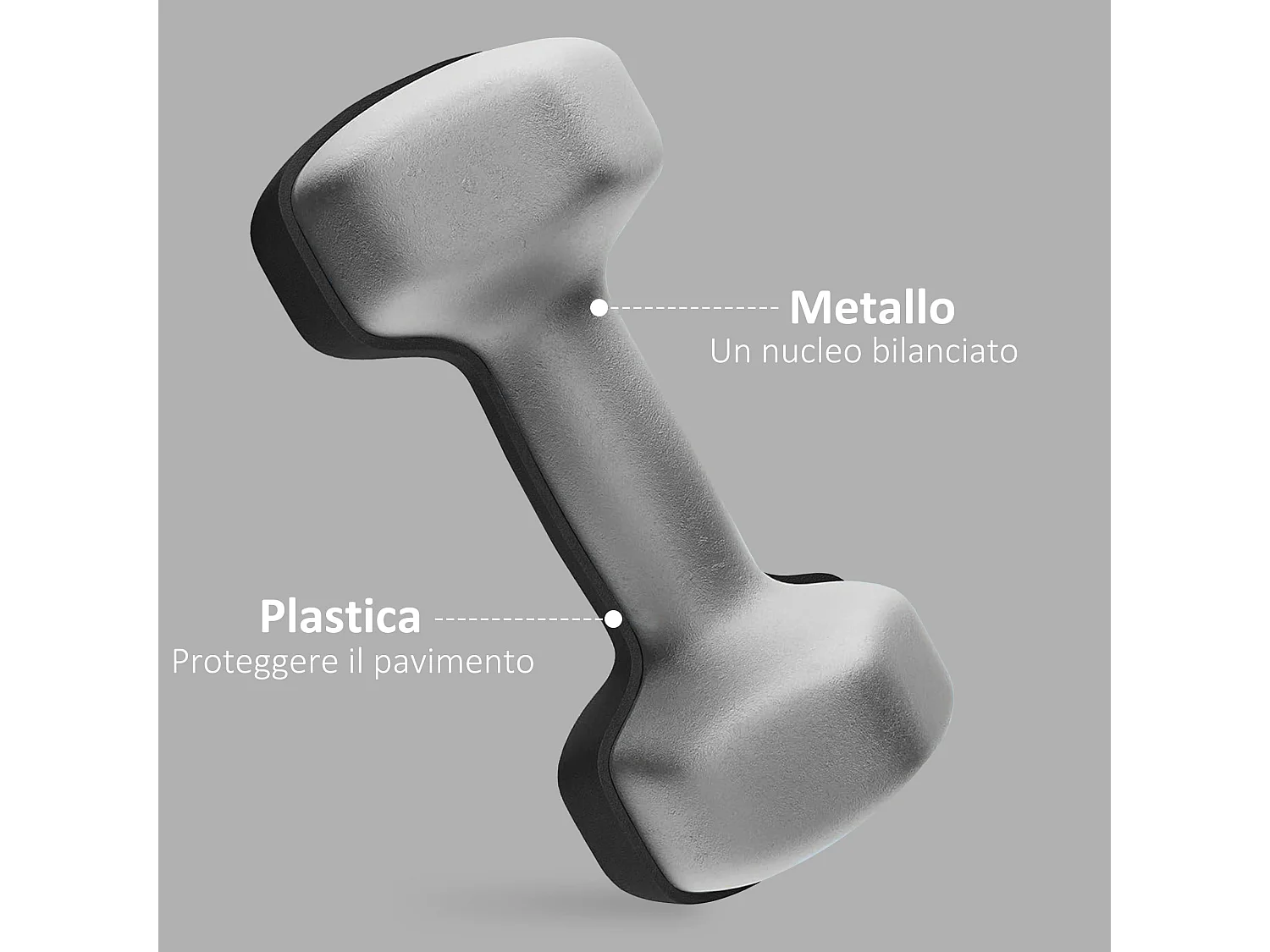 Set 2 manubri esagonali da 8 kg in metallo e plastica 24x11x11 cm nero