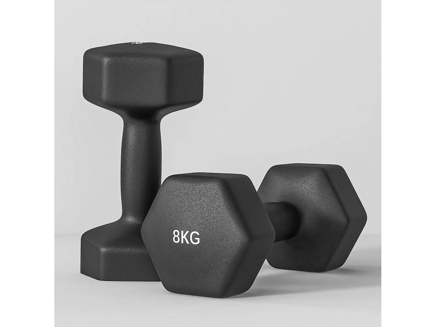 Set 2 manubri esagonali da 8 kg in metallo e plastica 24x11x11 cm nero