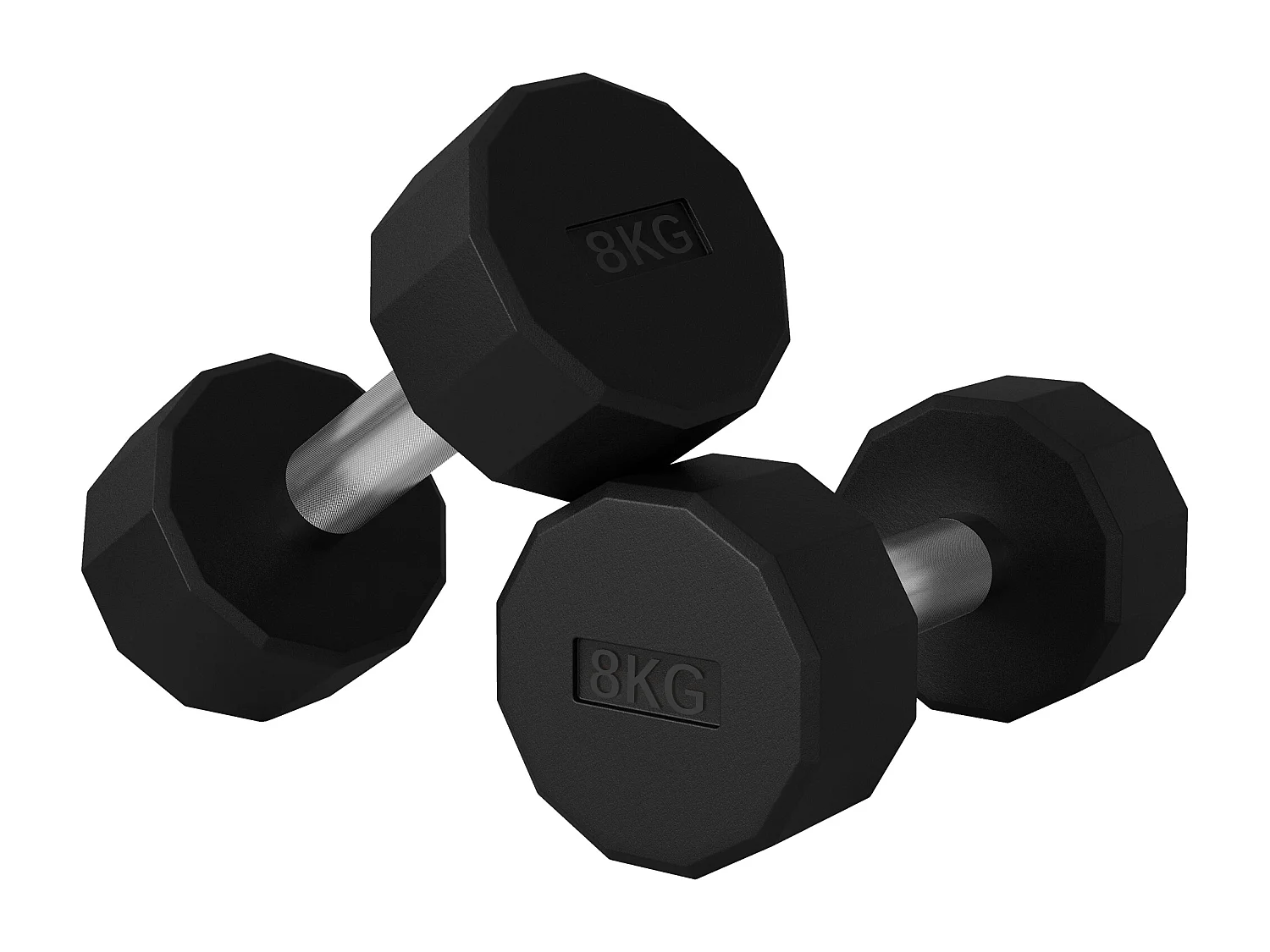 Set 2 manubri a 12 lati da 8 kg in metallo e gomma 26x12x12 cm nero