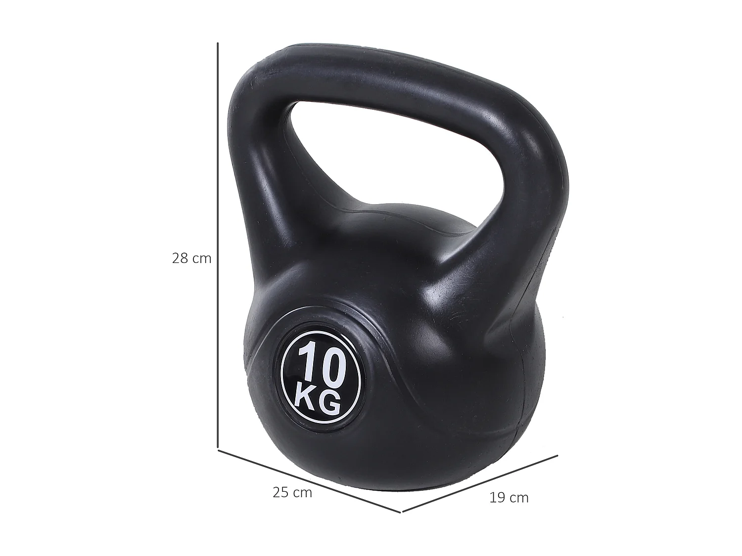 Kettlebell per sport e fitness in pvc con sabbia e maniglia nero