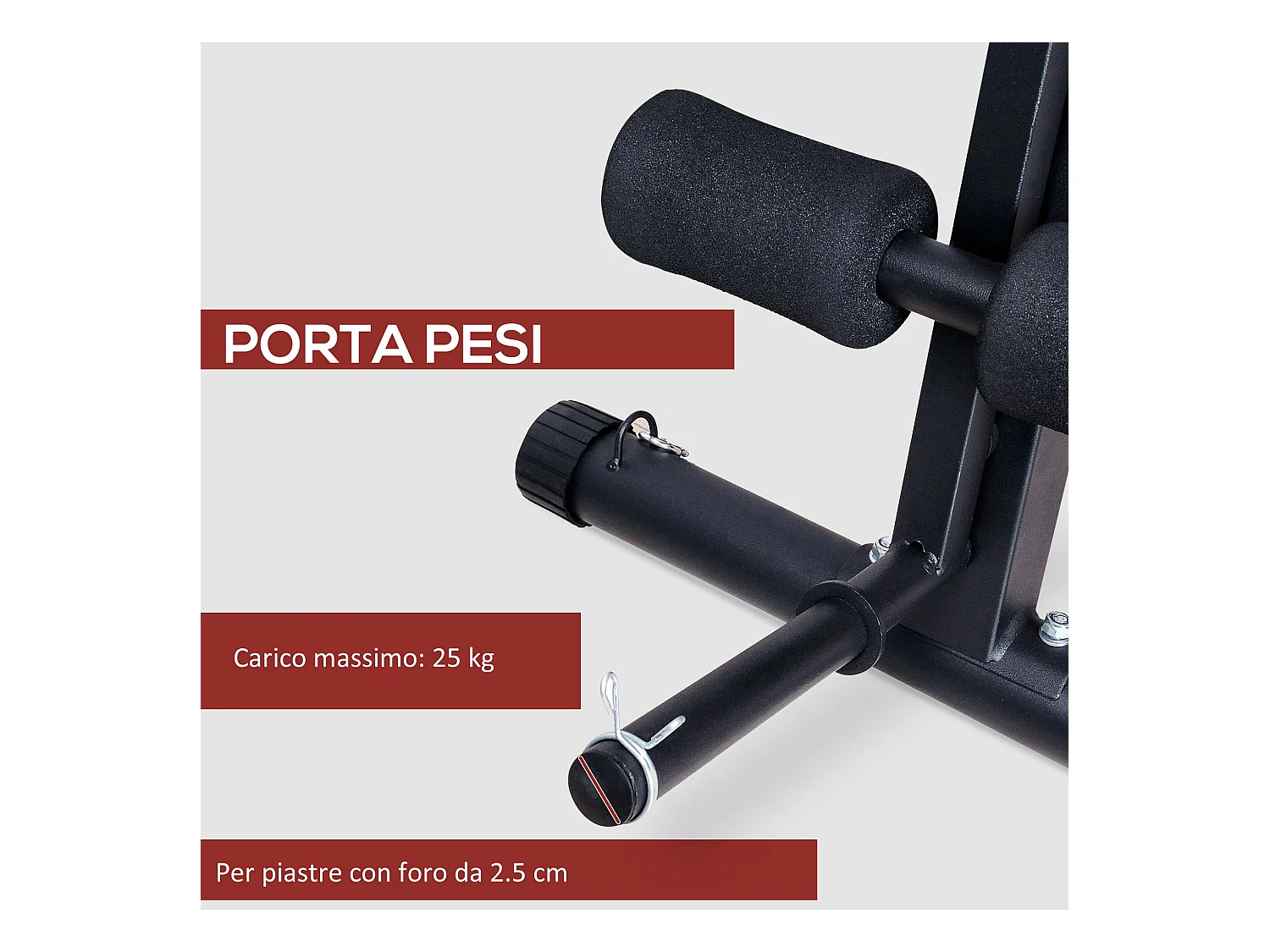 Panca fitness inclinata multifunzione per addominali nero e rosso