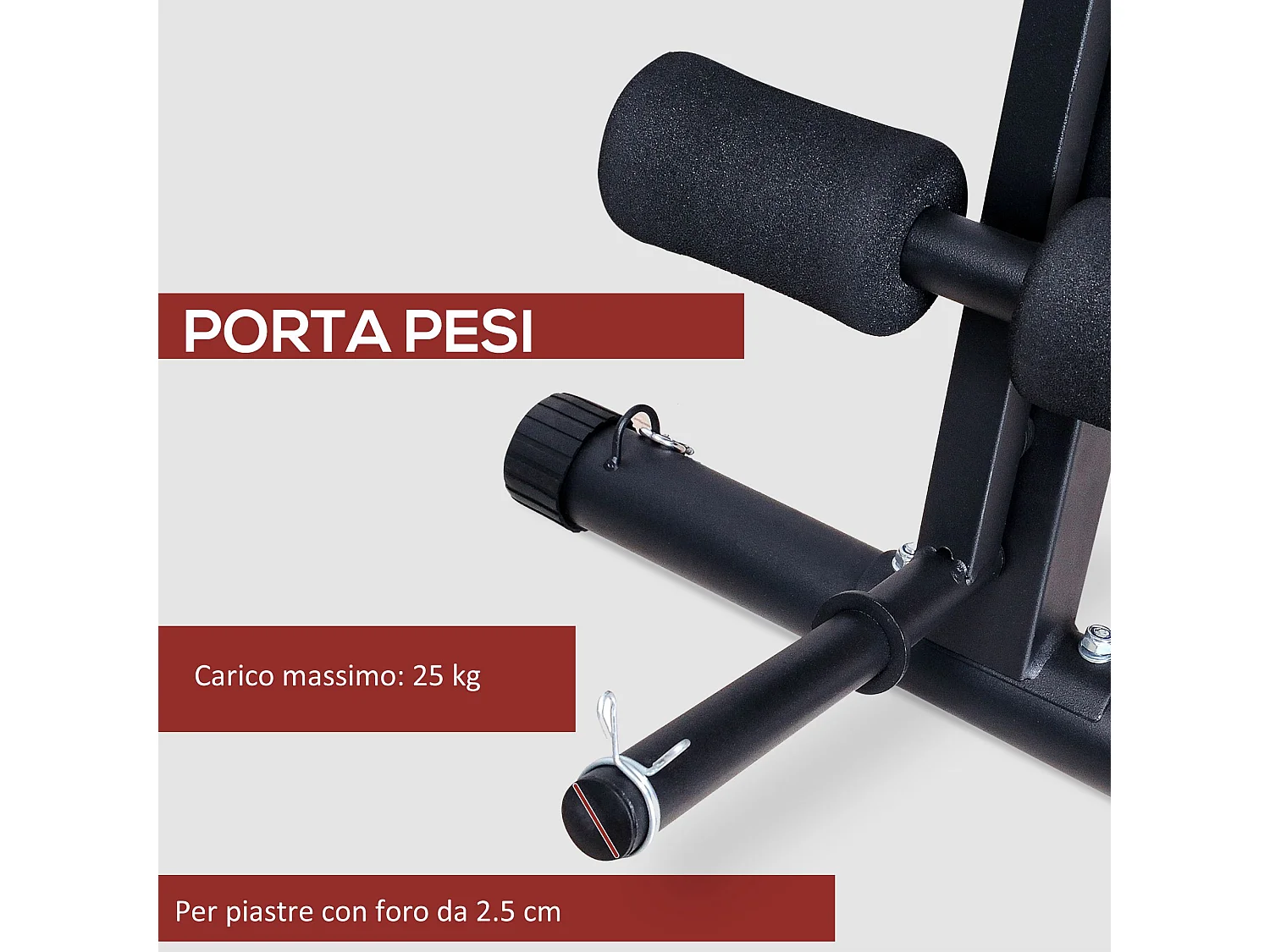 Panca fitness inclinata multifunzione per addominali nero e rosso