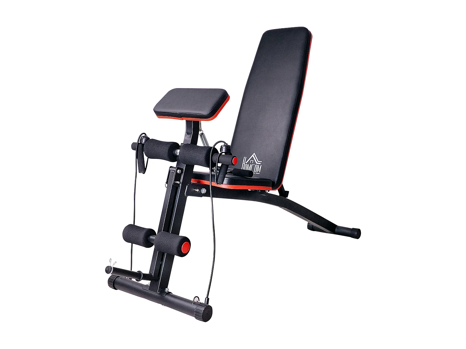 Panca fitness inclinata multifunzione per addominali nero e rosso
