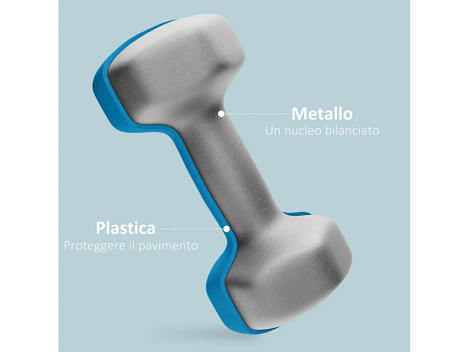 Set 2 manubri esagonali da 6kg in metallo e plastica 22x10x10cm azzurro