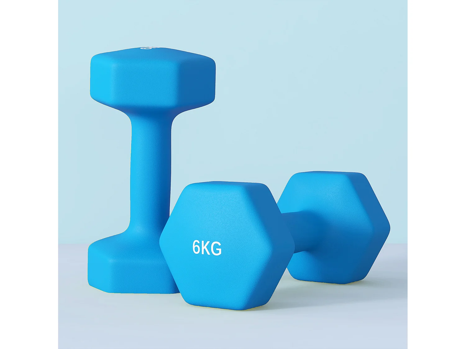 Set 2 manubri esagonali da 6kg in metallo e plastica 22x10x10cm azzurro