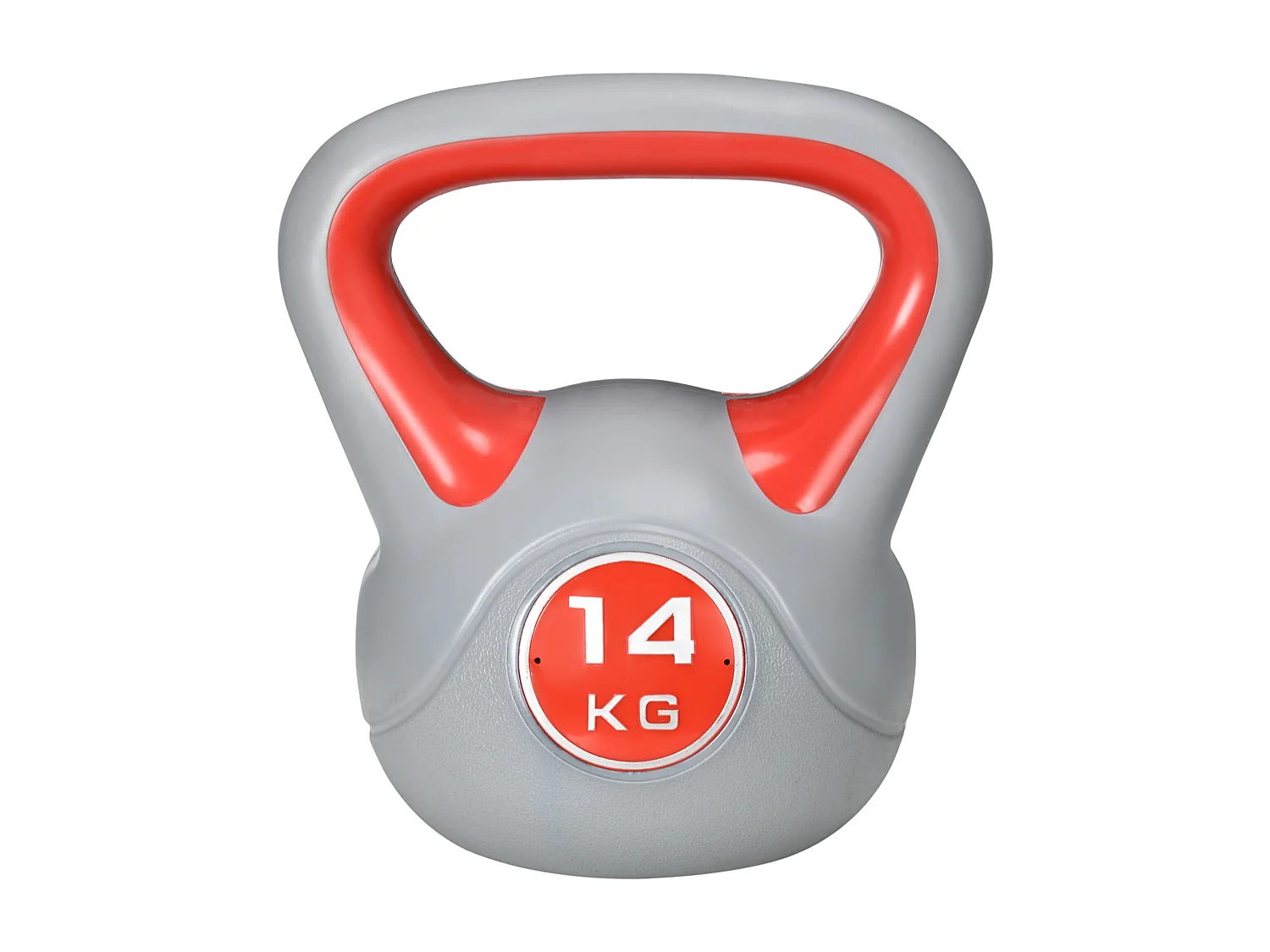 Kettlebell 14kg in pu e sabbia con base piatta e impugnatura rosso