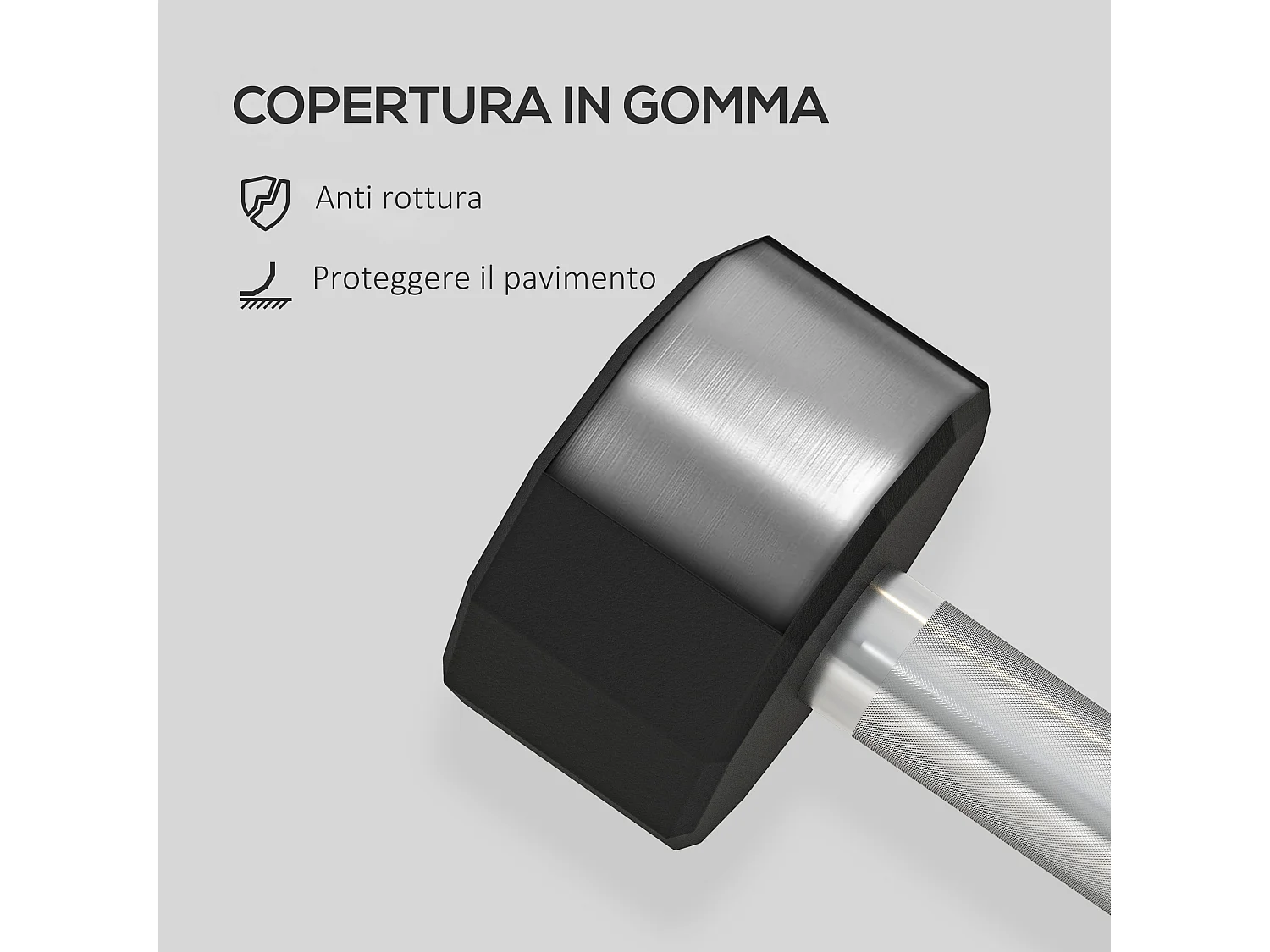 Set 2 manubri a 12 lati da 12 kg in metallo e gomma 26x14x14 cm nero