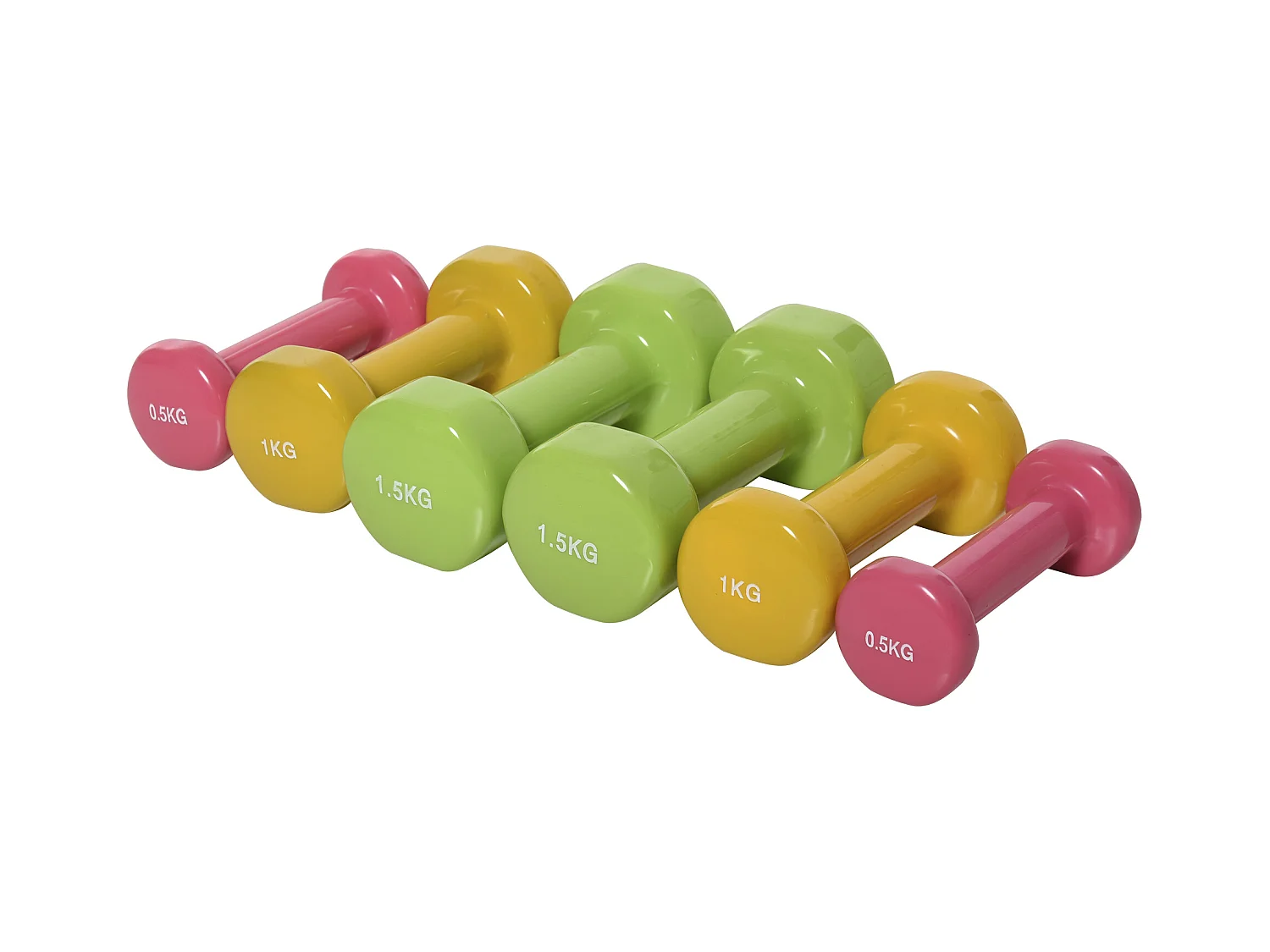 Set 6 manubri pesi con valigetta da 0.5kg 1kg 1.5kg in acciaio e pu