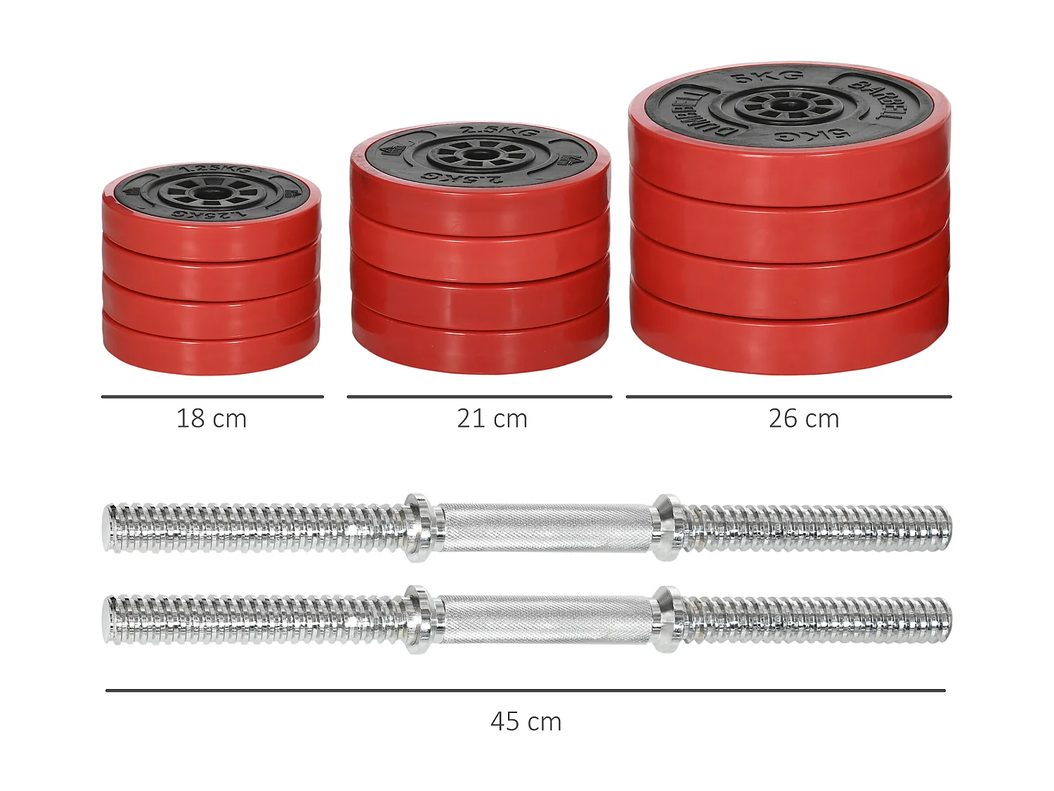 Set manubri palestra 40kg totale in metallo sabbia di ferro e gomma