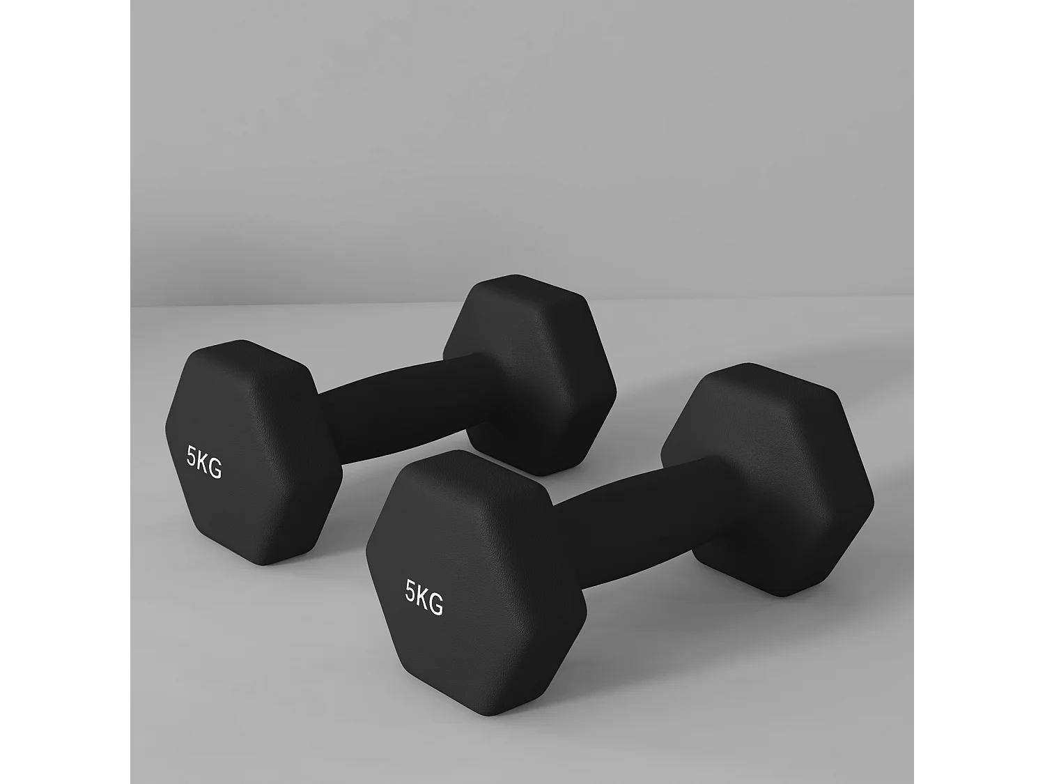 Set 2 manubri esagonali da 2x5 kg in metallo e plastica 20x9x9 cm nero