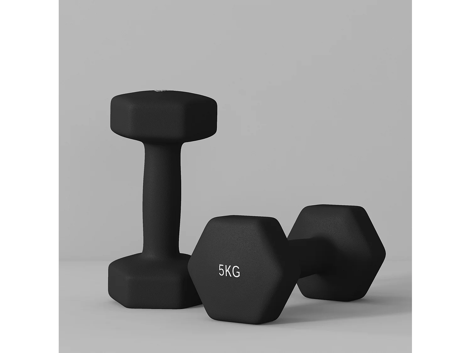 Set 2 manubri esagonali da 2x5 kg in metallo e plastica 20x9x9 cm nero