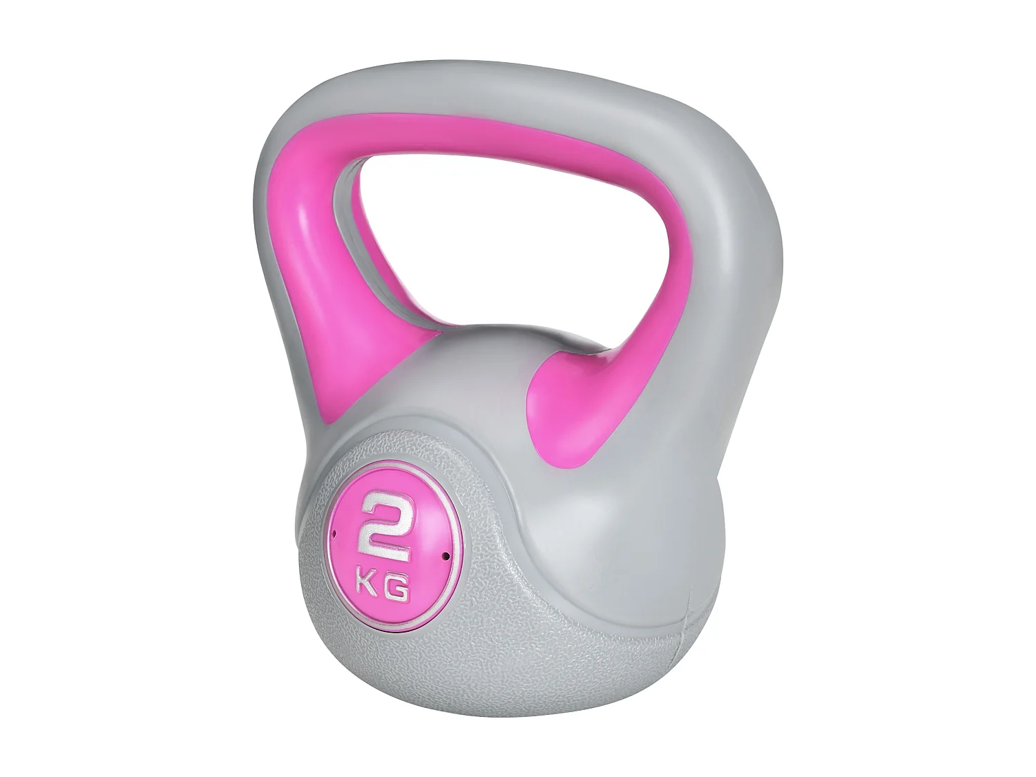 Kettlebell 2kg in pu e sabbia con base piatta e impugnatura rosa