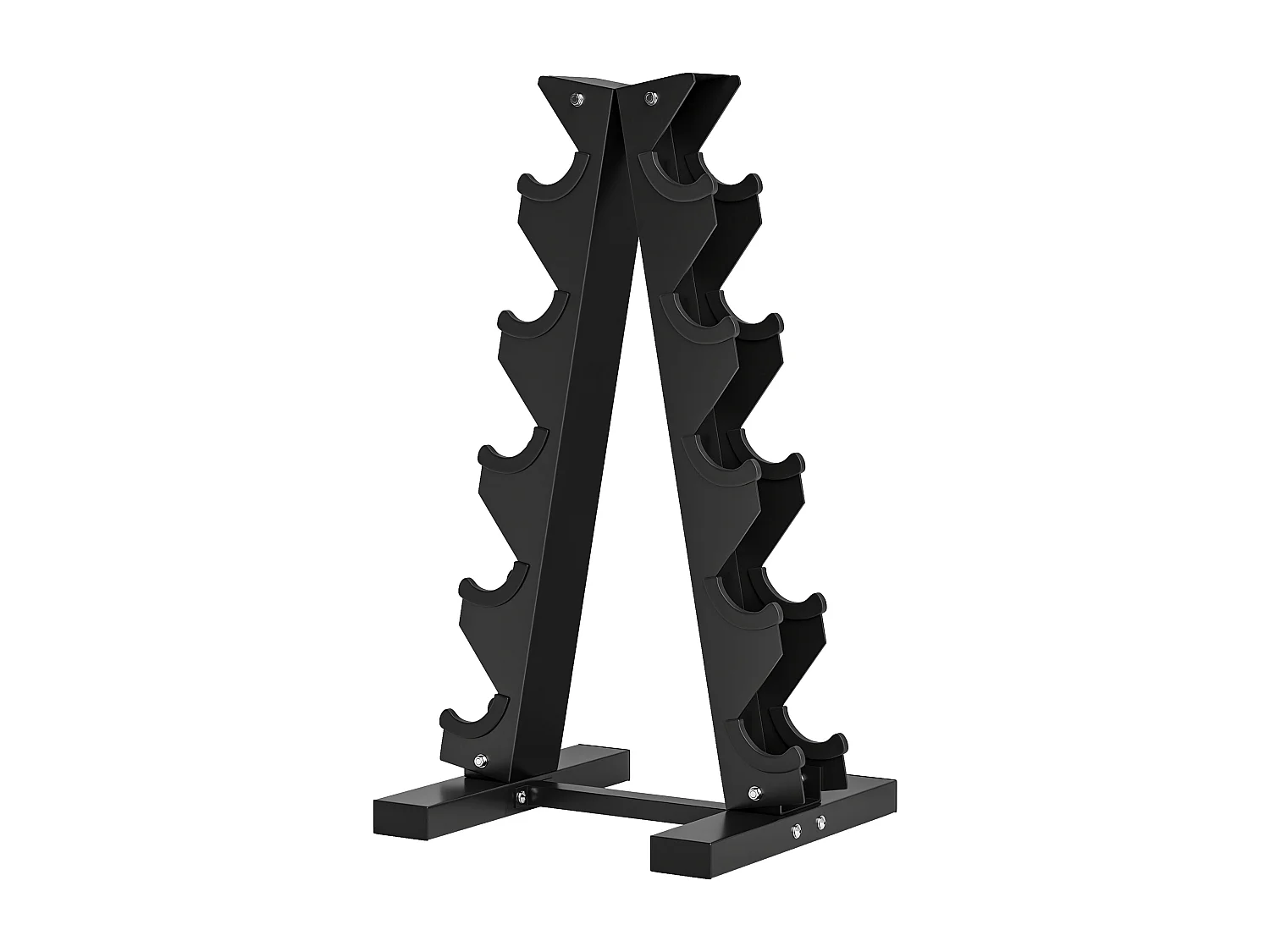 Rastrelliera per manubri a 5 livelli in acciaio nera