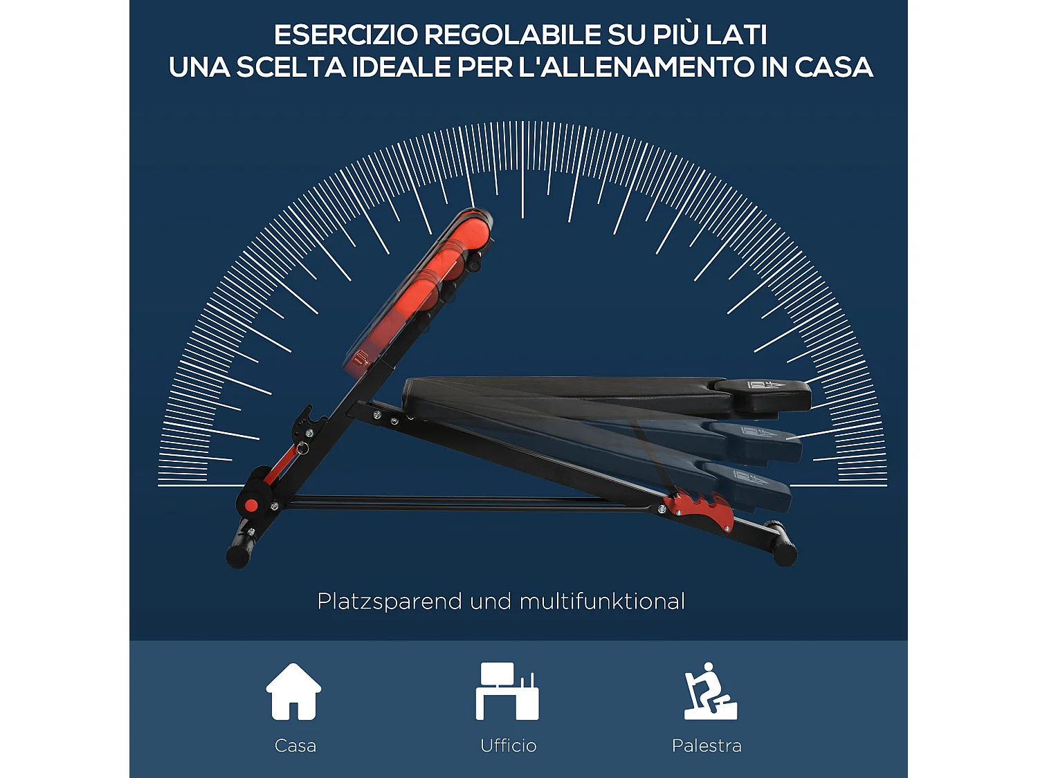 Panca fitness multifunzione con inclinazione e altezza regolabili