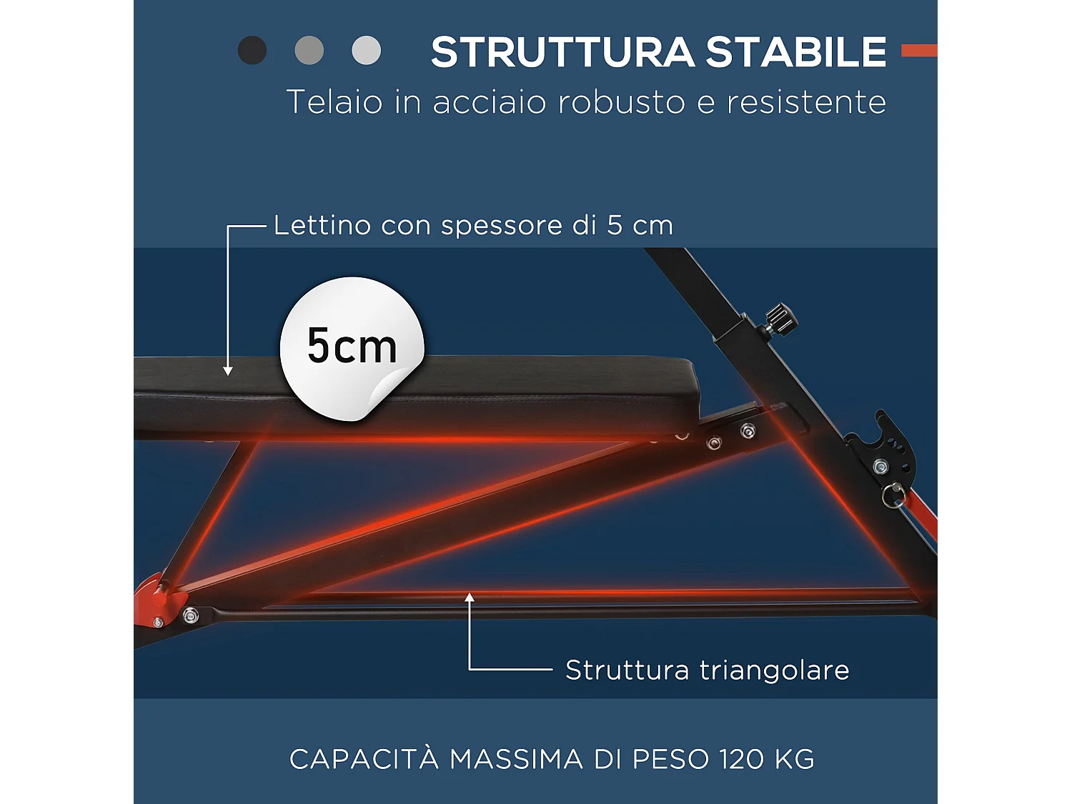 Panca fitness multifunzione con inclinazione e altezza regolabili