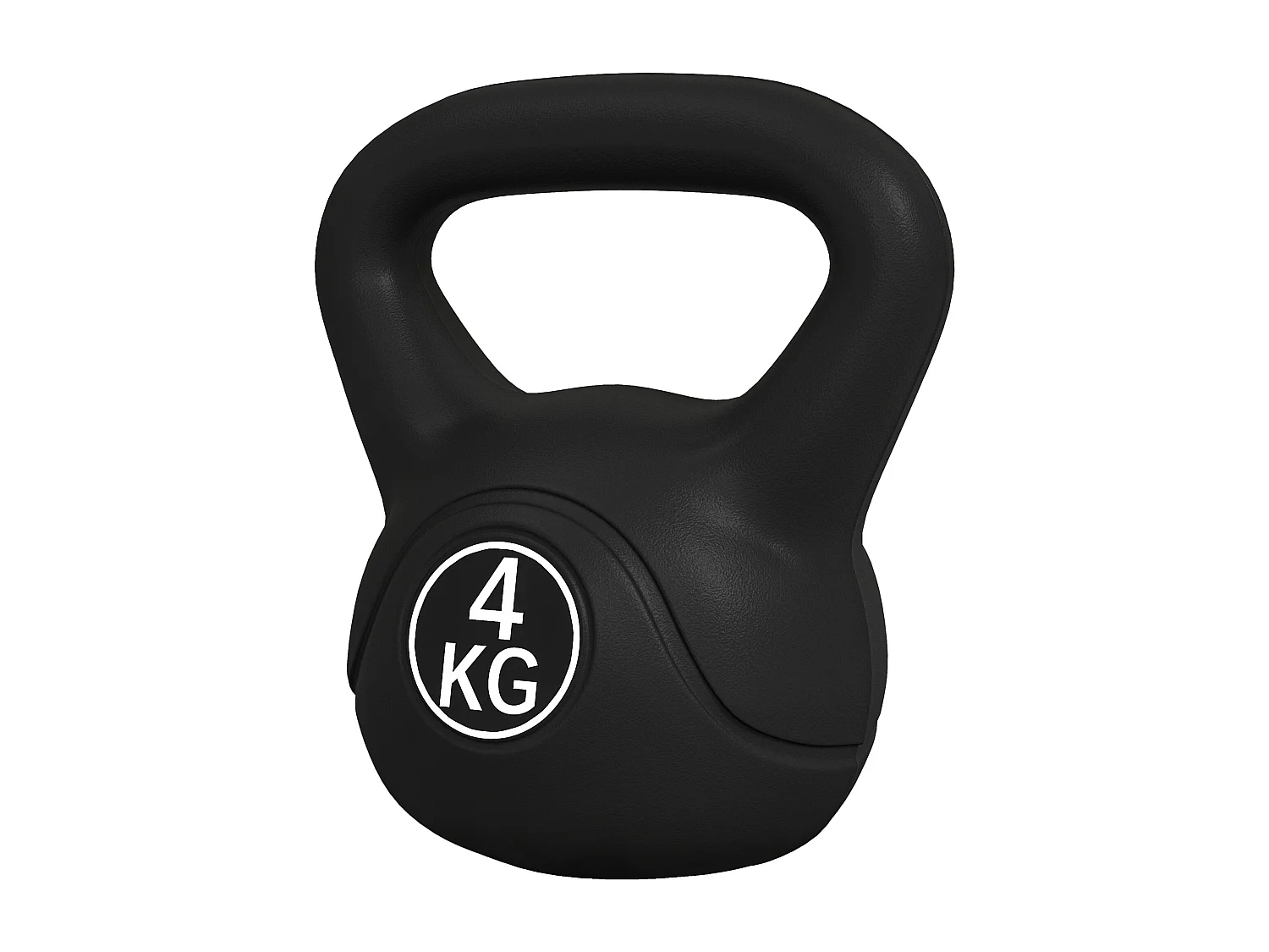 Kettlebell 4kg con base piatta in plastica e sabbia nero