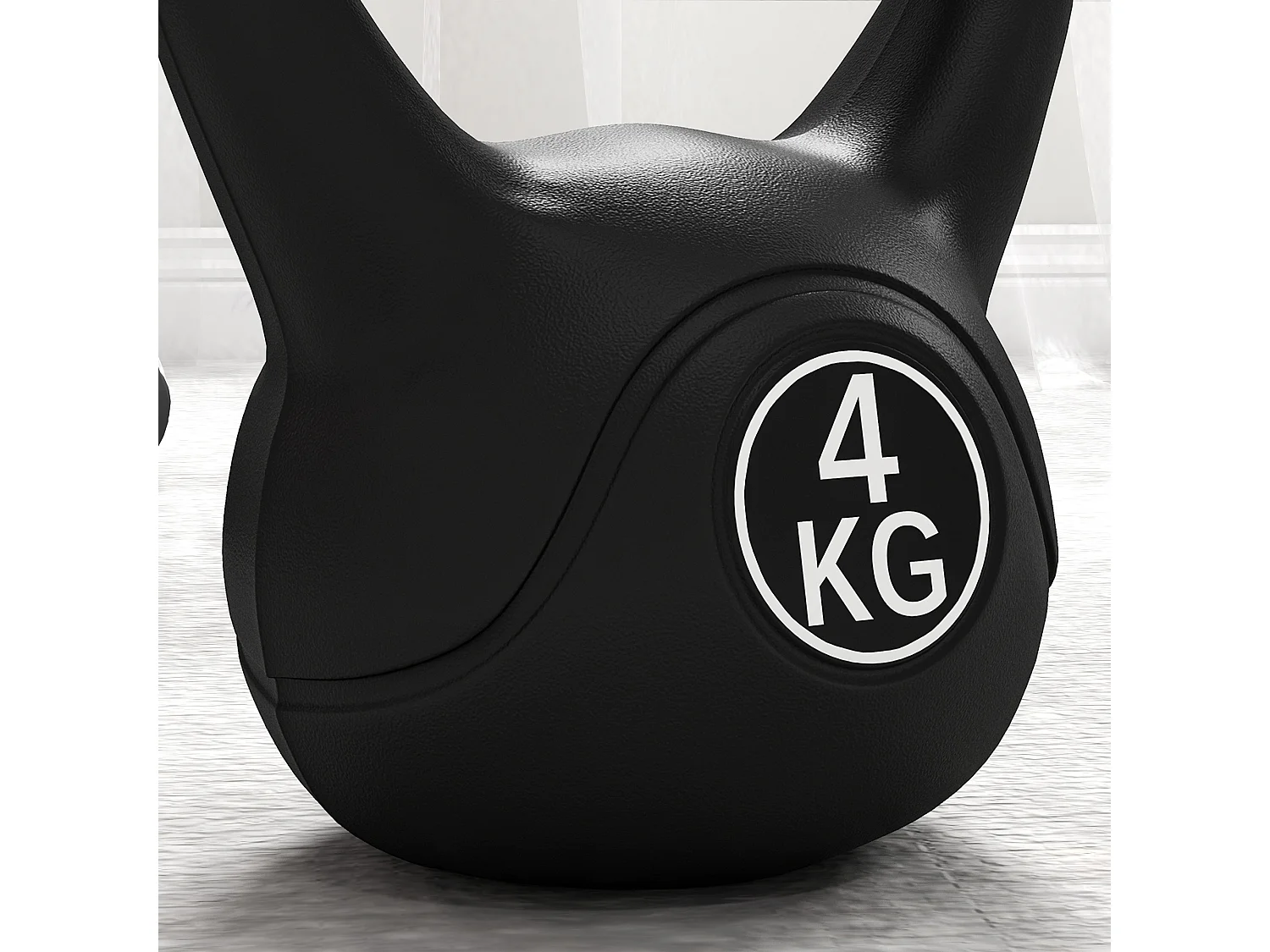 Kettlebell 4kg con base piatta in plastica e sabbia nero