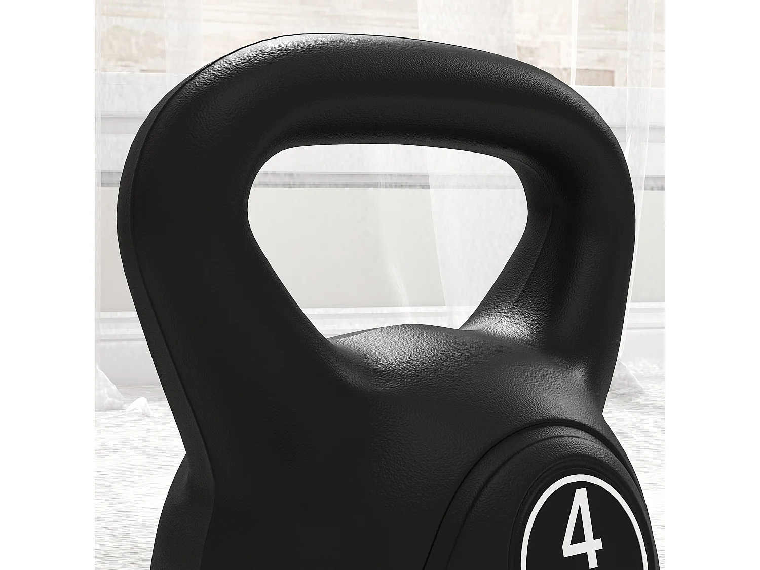 Kettlebell 4kg con base piatta in plastica e sabbia nero