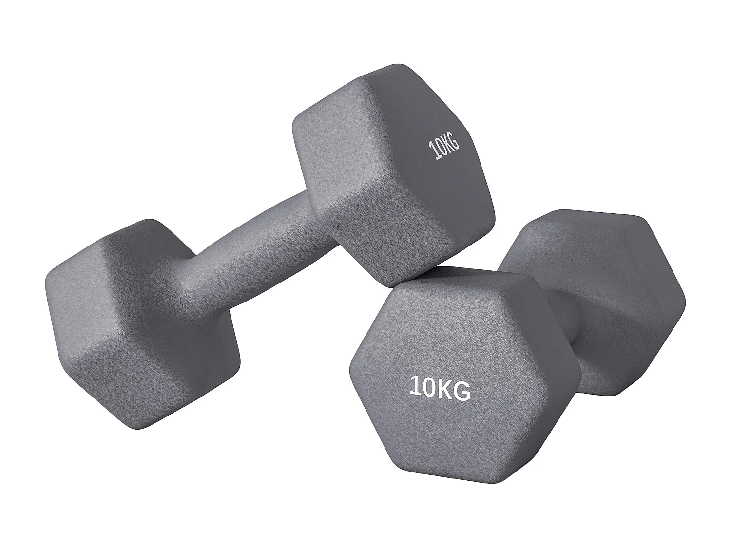 Set 2 manubri esagonali 10 kg in metallo e plastica 26x12x12 cm grigio